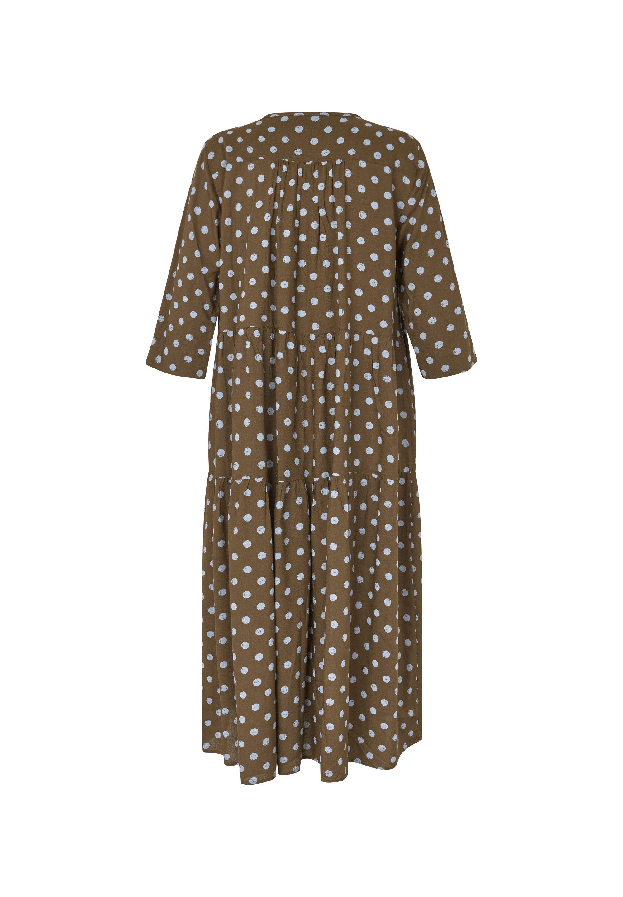 Masai Plisseekleid MaNobina V-Ausschnitt mit Schlitz und Dreiviertelärmeln