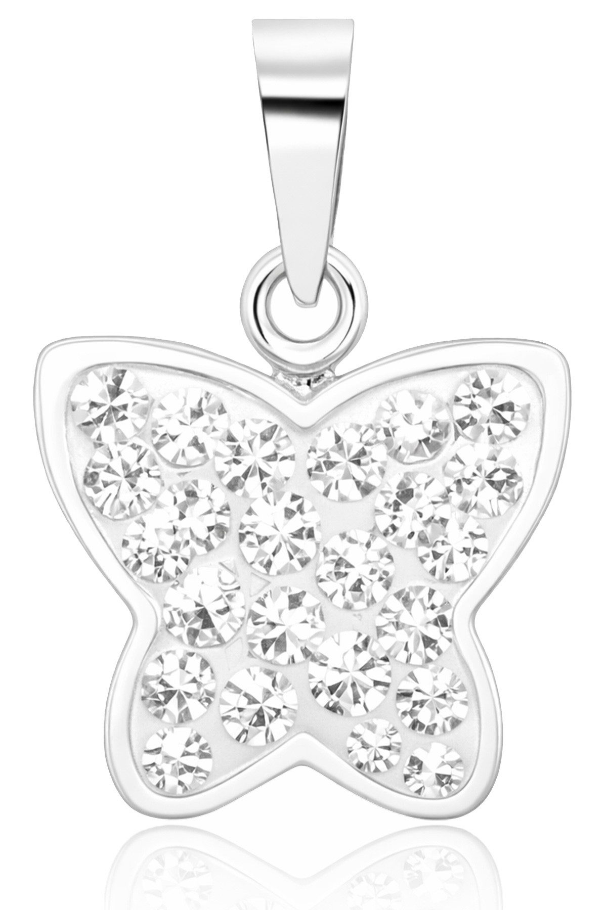 Kettenanhänger Schmetterling mit Premium Kristallen - 925 Sterling Silber