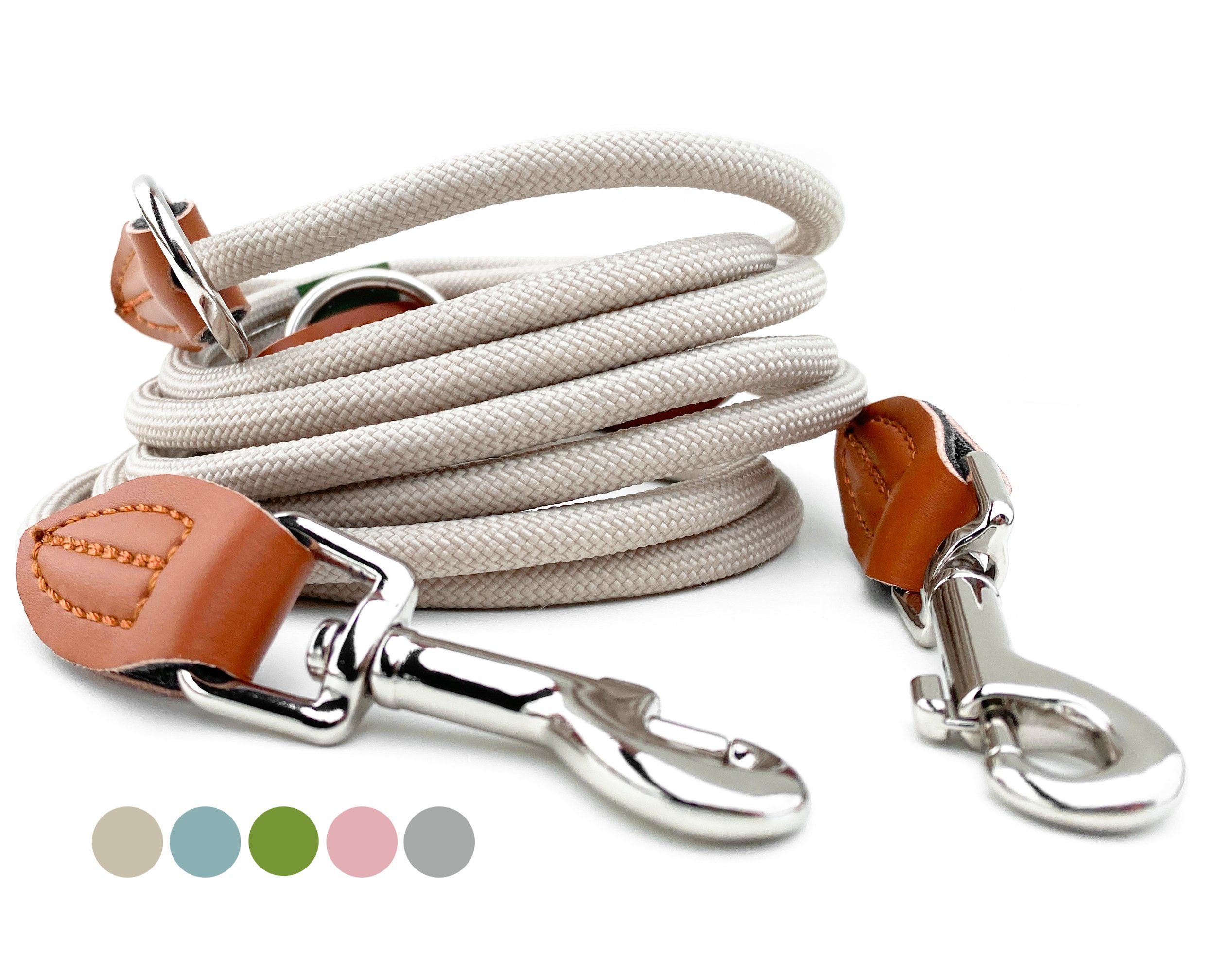 Leisegrün Hundeleine Hundeleine kleine Hunde, 4-fach verstellbar mit 2 Karabiner, 3 m, Nylon