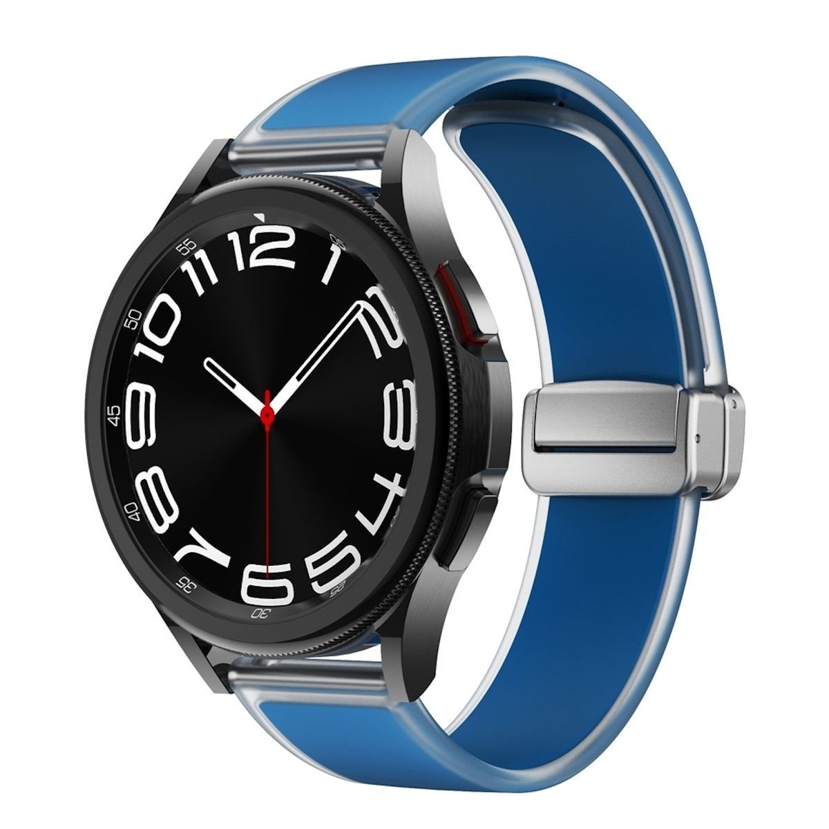 Wigento Smartwatch-Armband Für Samsung Galaxy Watch 6 5 4 Magnetisches Silikon Armband Felsenblau | Uhrenarmbänder