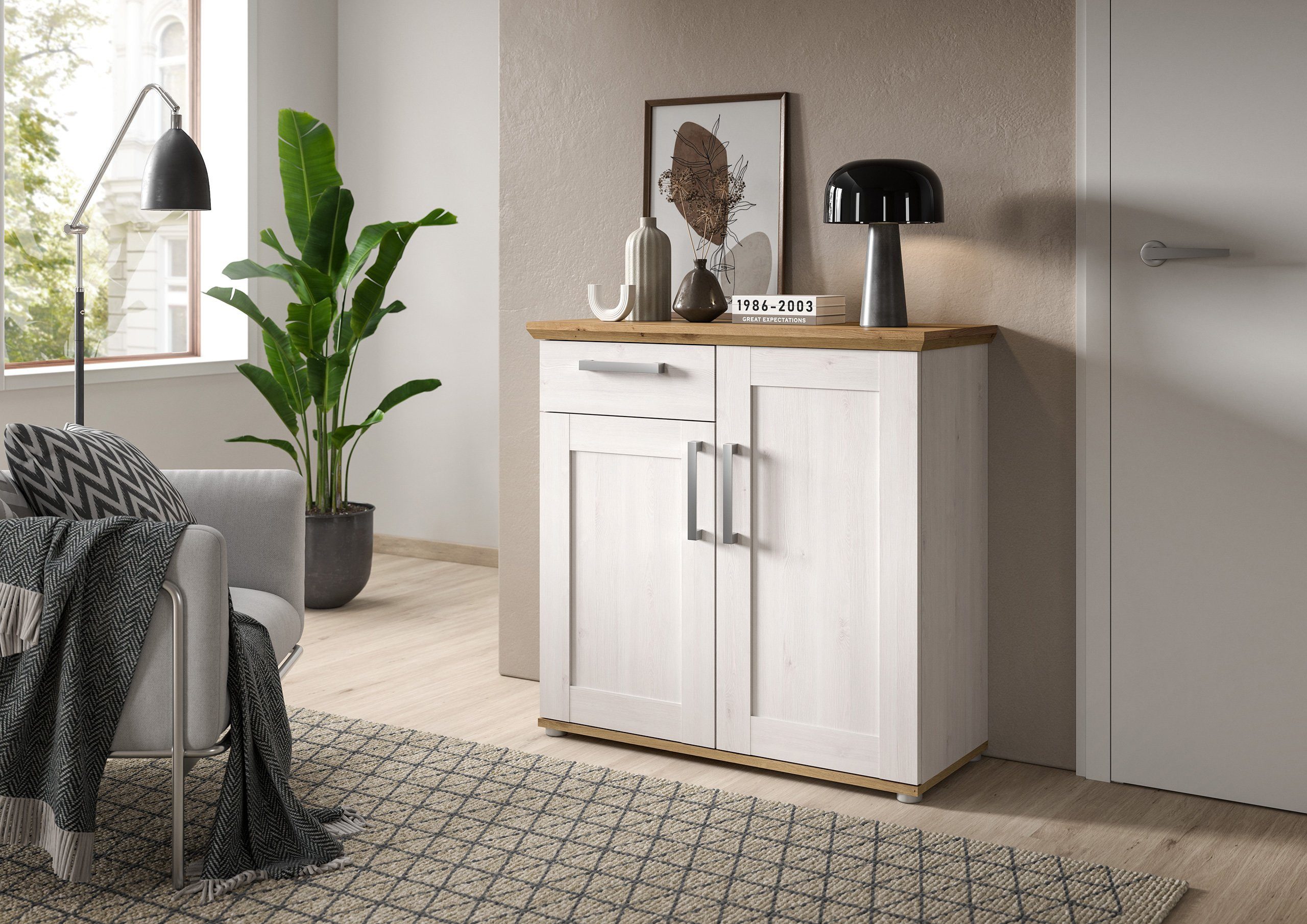 Newroom Kommode Sibiu Lärche 90 cm, Kommode Sibiu Lärche Sideboard Highboard Landhaus Modern Wohnzimme...