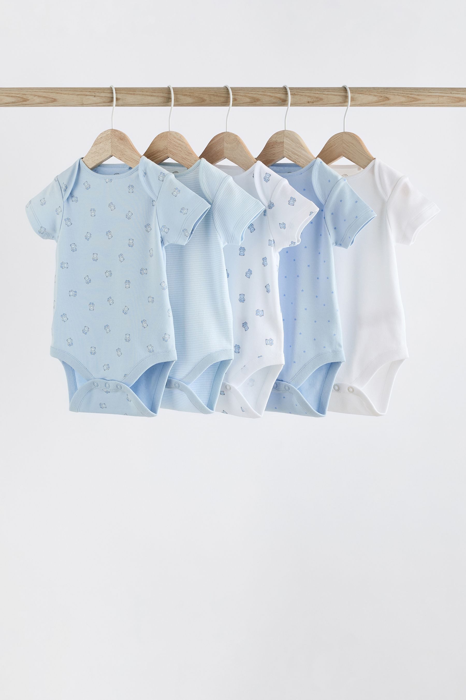 Next Kurzarmbody Kurzärmelige Baby-Bodys mit Bärendesign, 5er-Pack (5-tlg)
