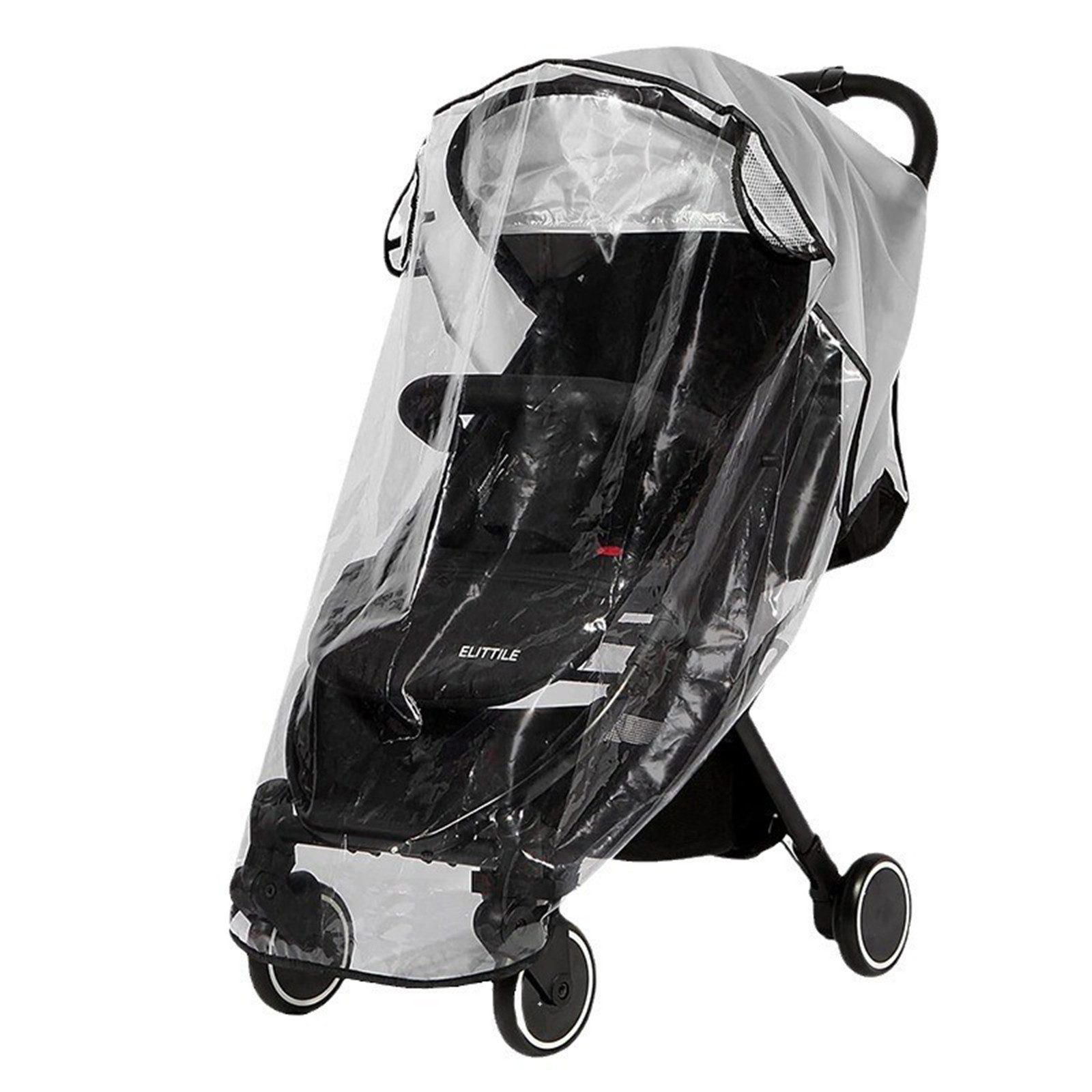 STILVORA Kinderwagen-Regenschutzhülle Transparent Regenabdeckung Regenschutz Wetterschutz für Kinderwagen (95×56×43×95 cm aus PEVA-Material, 1-St., transparent mit Belüftungsöffnungen Klettverschluss zur Fixierung), wasserfest schneefest passend für Jogging-/Reise-Kinderwagen usw.