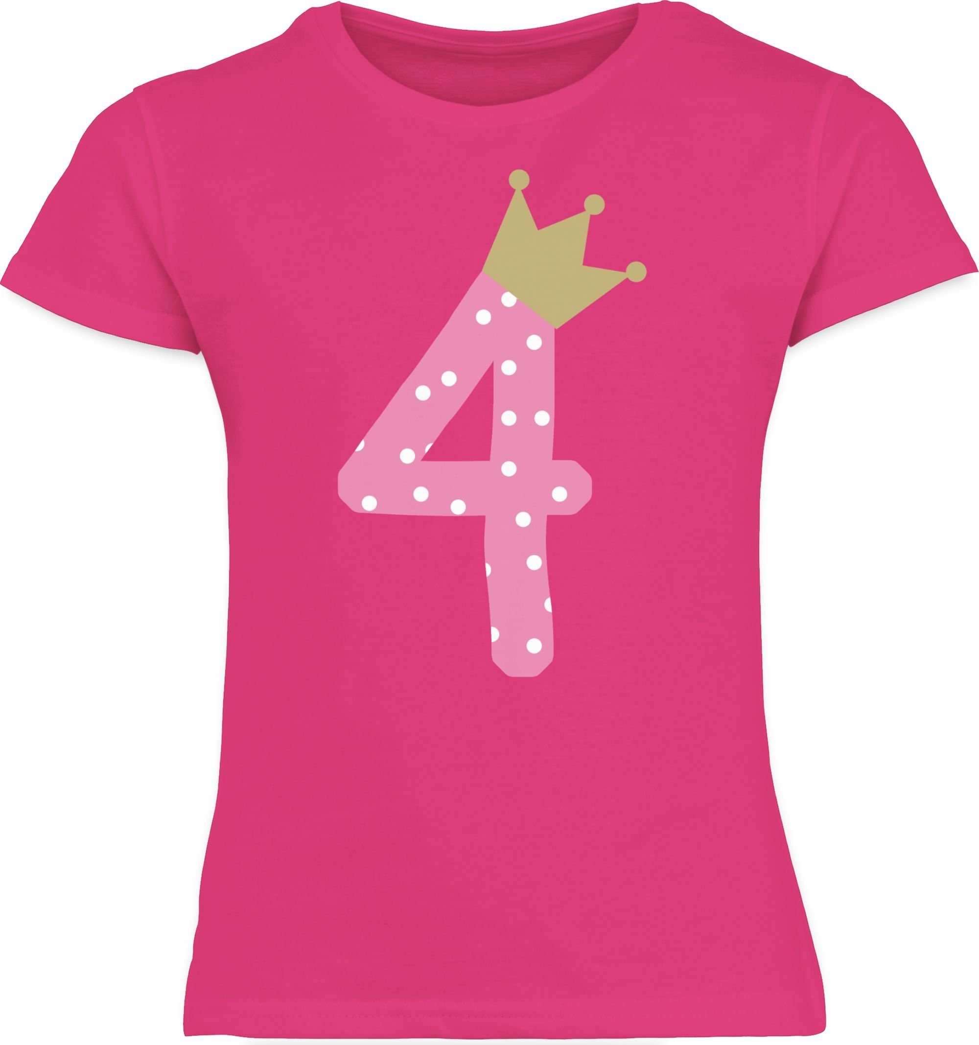 Geburtstag T-Shirt Vier 1 Vierter 4. Krone Mädchen Fuchsia Shirtracer