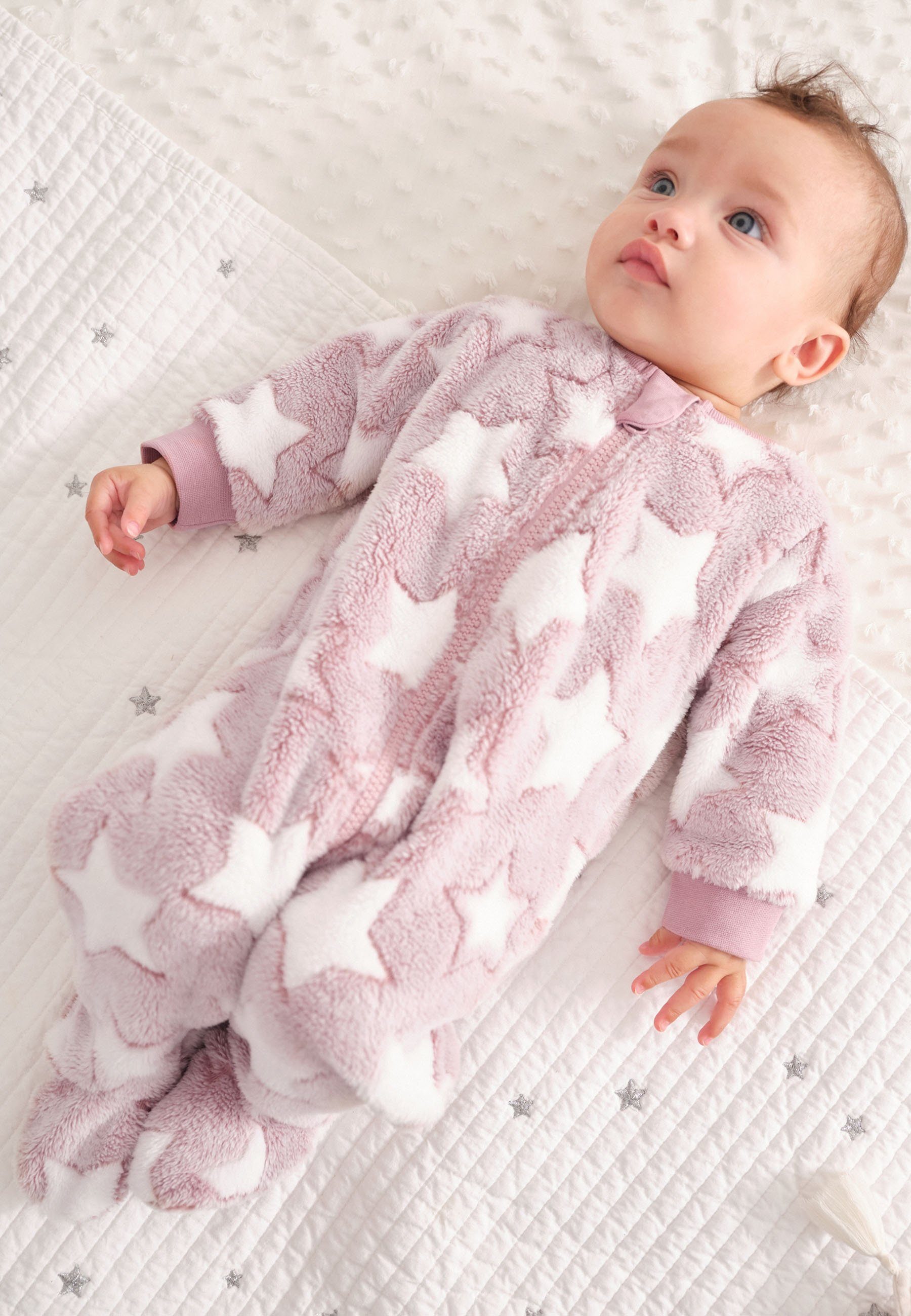 Babyschlafanzug Pink aus (1-tlg) Schlafoverall Fleece Next