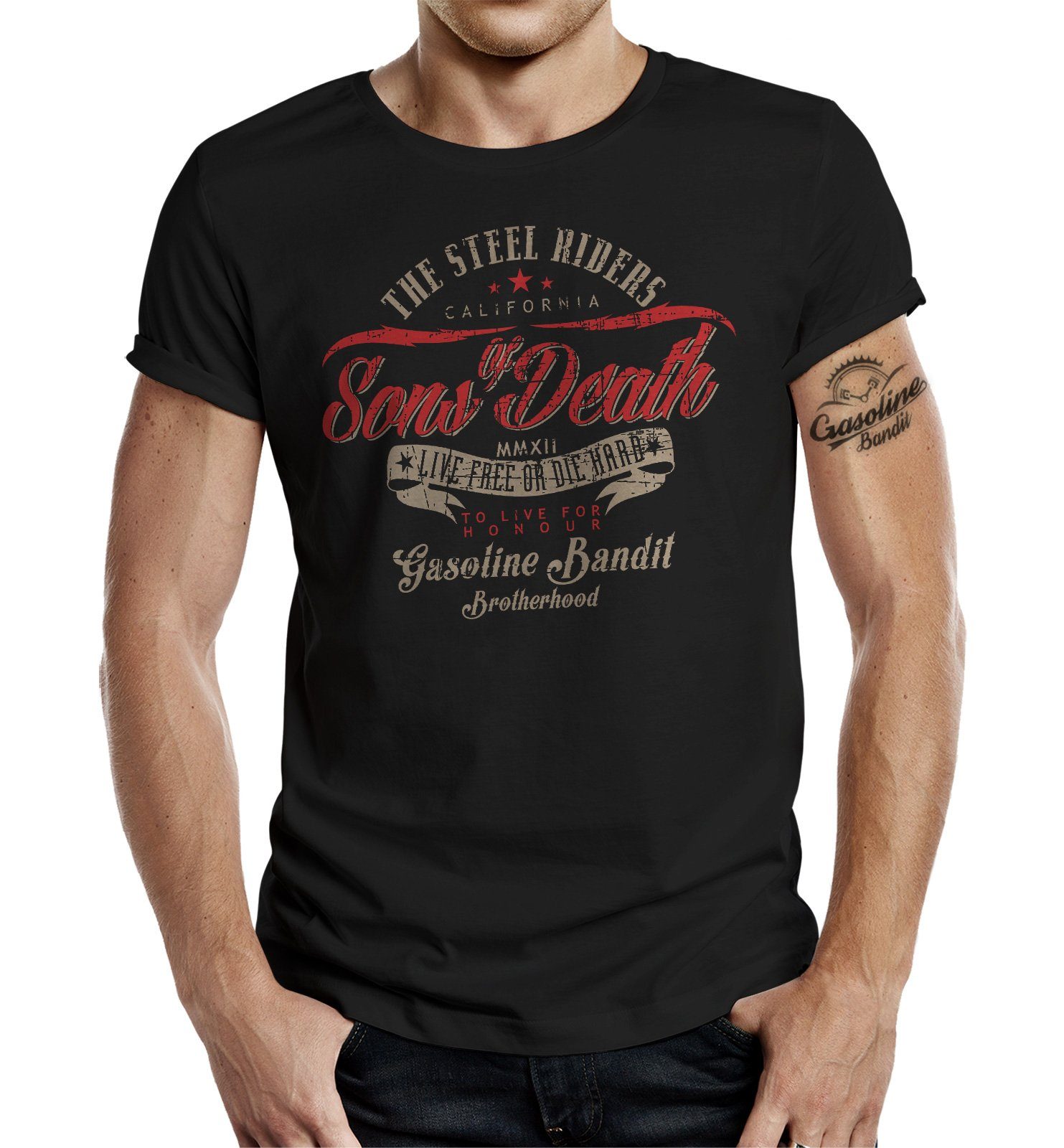 GASOLINE BANDIT® T-Shirt für Biker und Racer im Original Design: Sons of Death