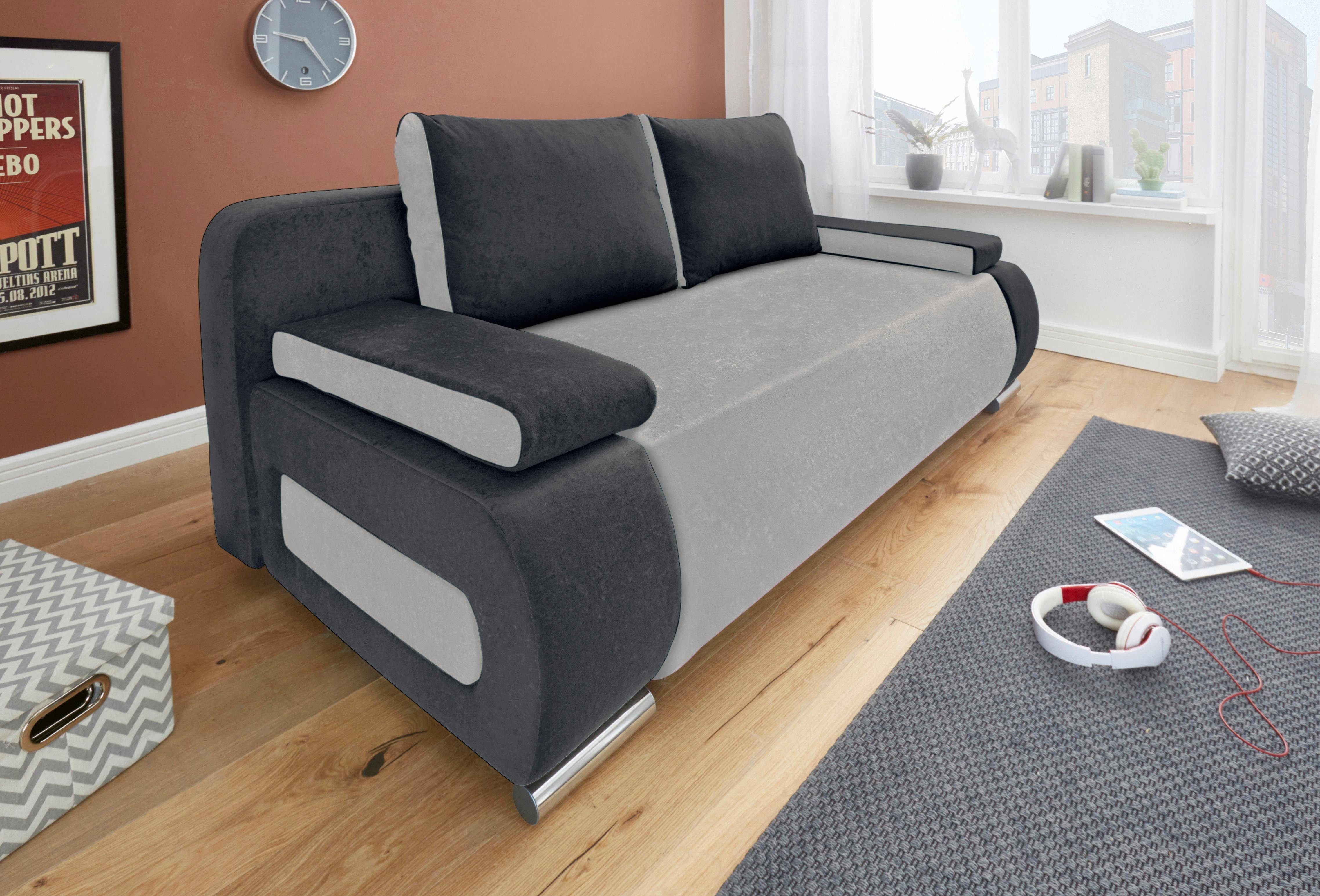 COLLECTION AB Schlafsofa, mit Federkern, inklusive Bettfunktion und Bettkasten, mit losen Armlehn- und Rückenkissen, frei im Raum stellbar