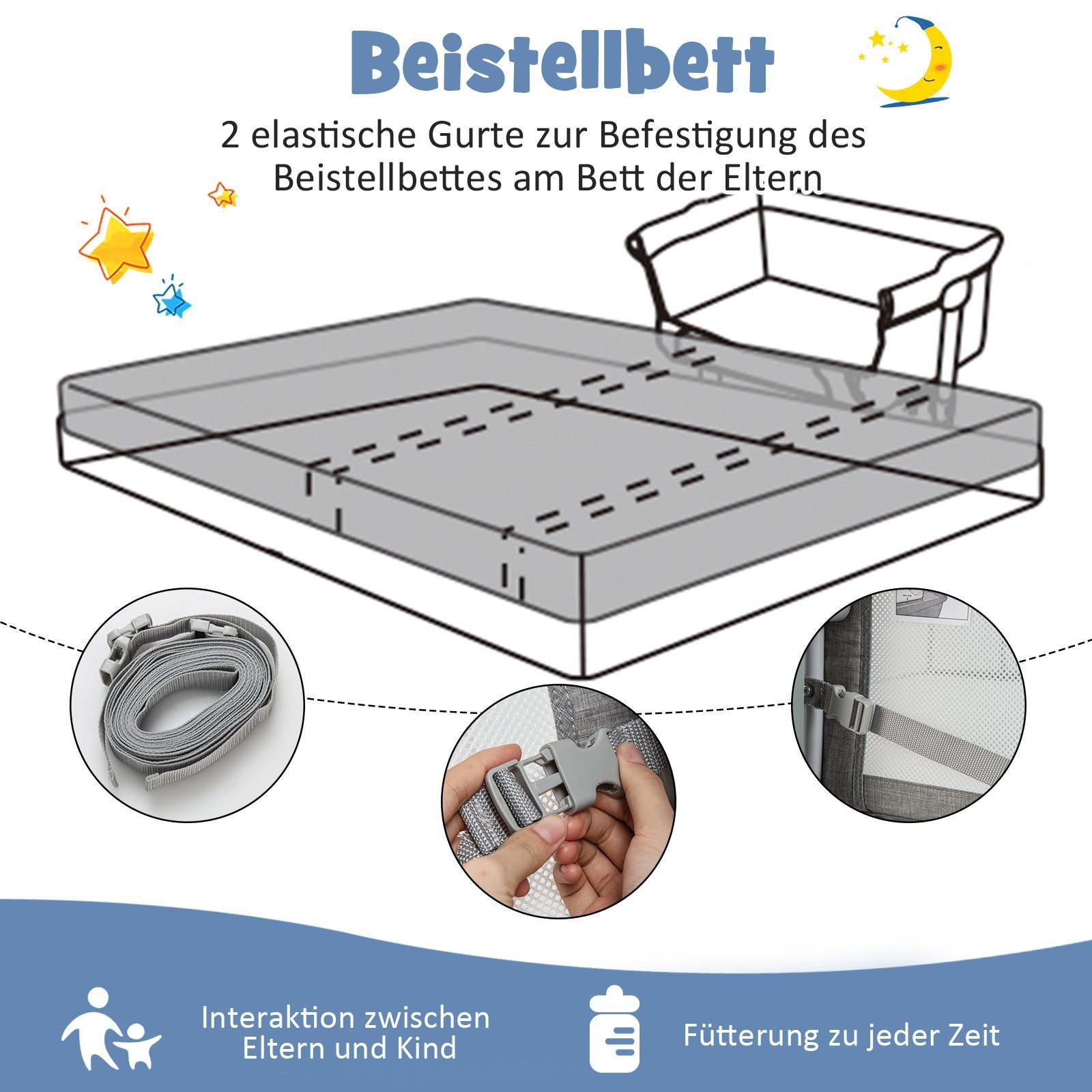 COSTWAY Baby-Reisebett 4 in 1 Beistellbett, günstig online kaufen