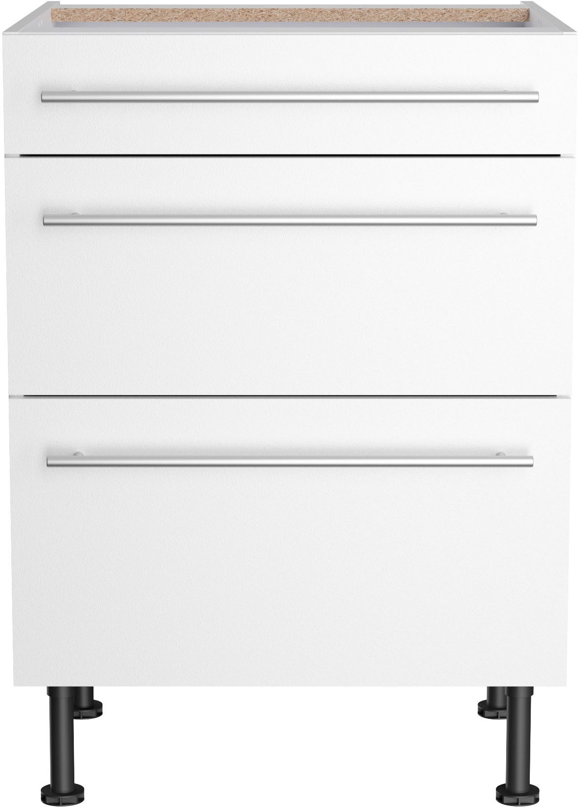 KOCHSTATION Unterschrank KS-Bern2 Breite 60 cm, 1 Schubkasten, 2 Auszüge