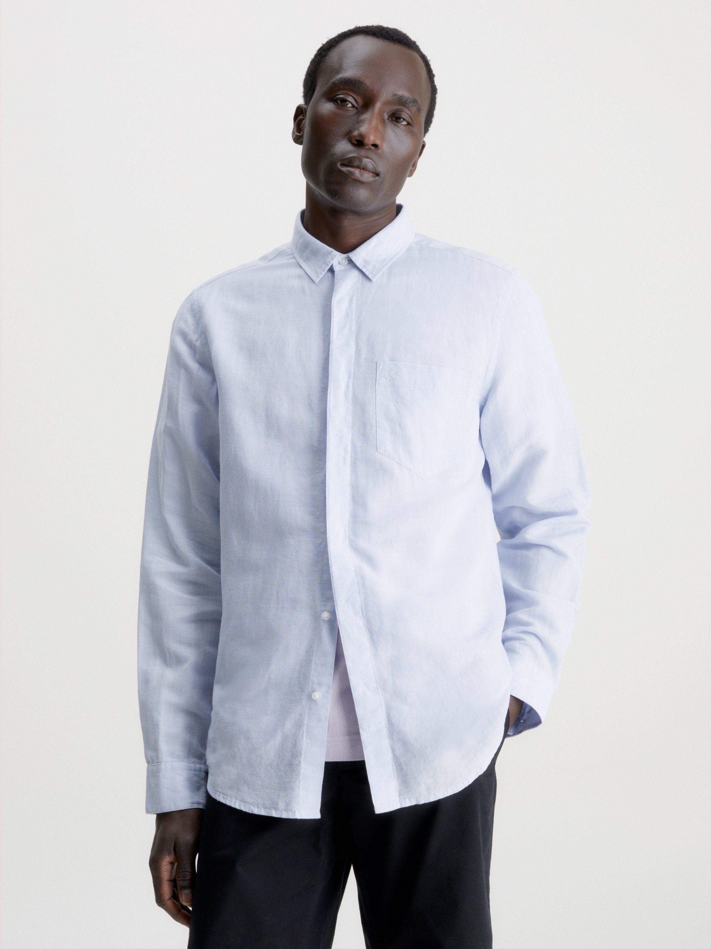 Langarmhemd COTTON LINEN CHEST POCKET