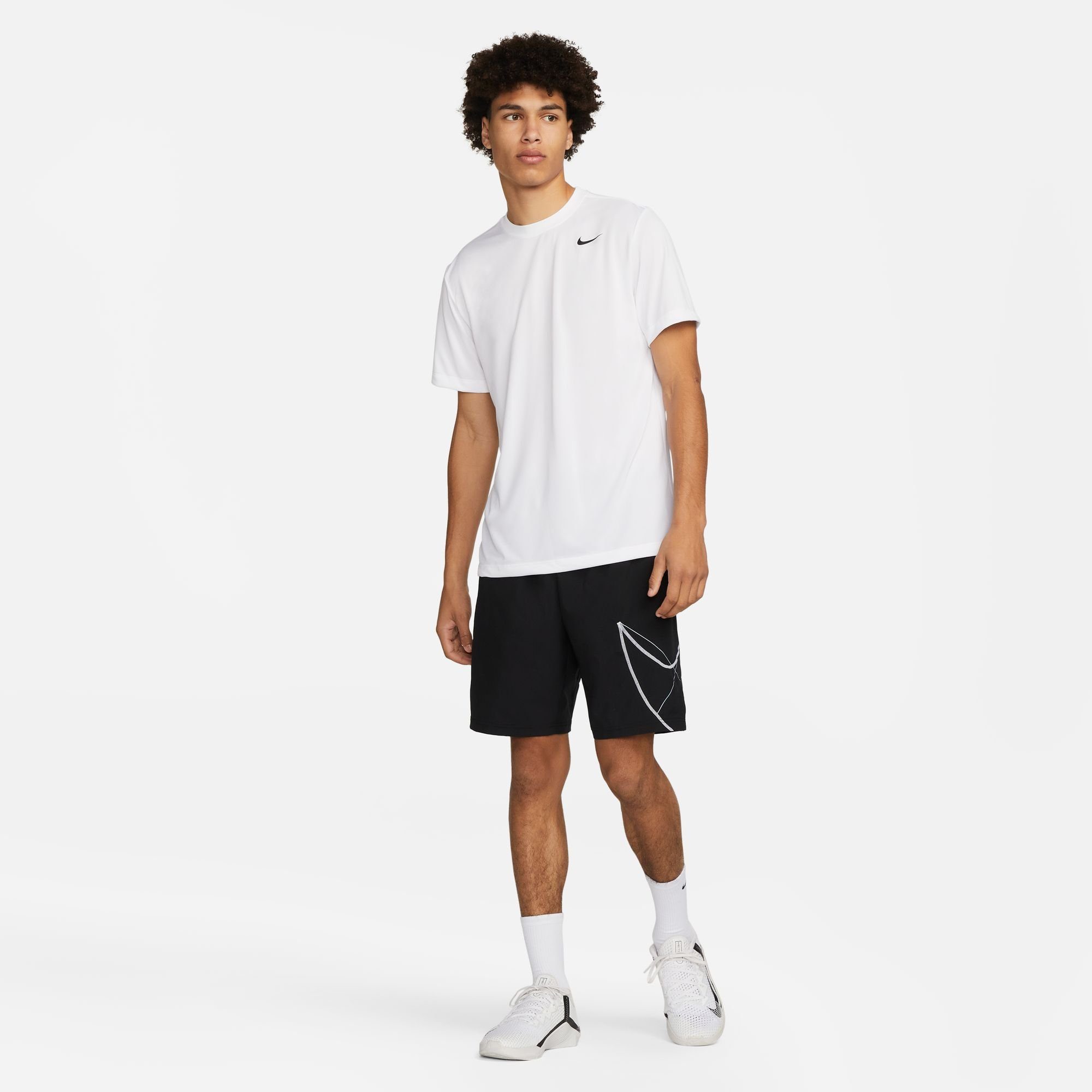 Nike Trainingsshirt DRI-FIT WHITE/BLACK MEN'S FITNESS T-SHIRT LEGEND