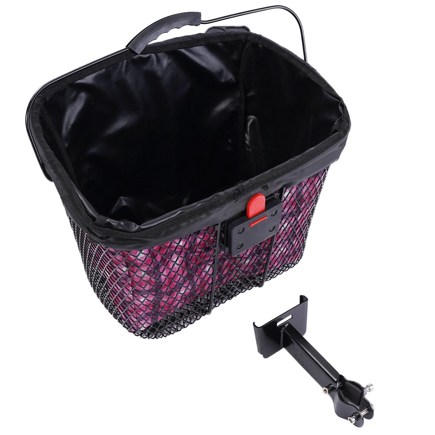 FISCHER Bicycle Handlebar Basket Classic with Quick-Attachment Black, Universal Bicycle Basket, Textile Lining, Basket Also Suitable for E-Bikes