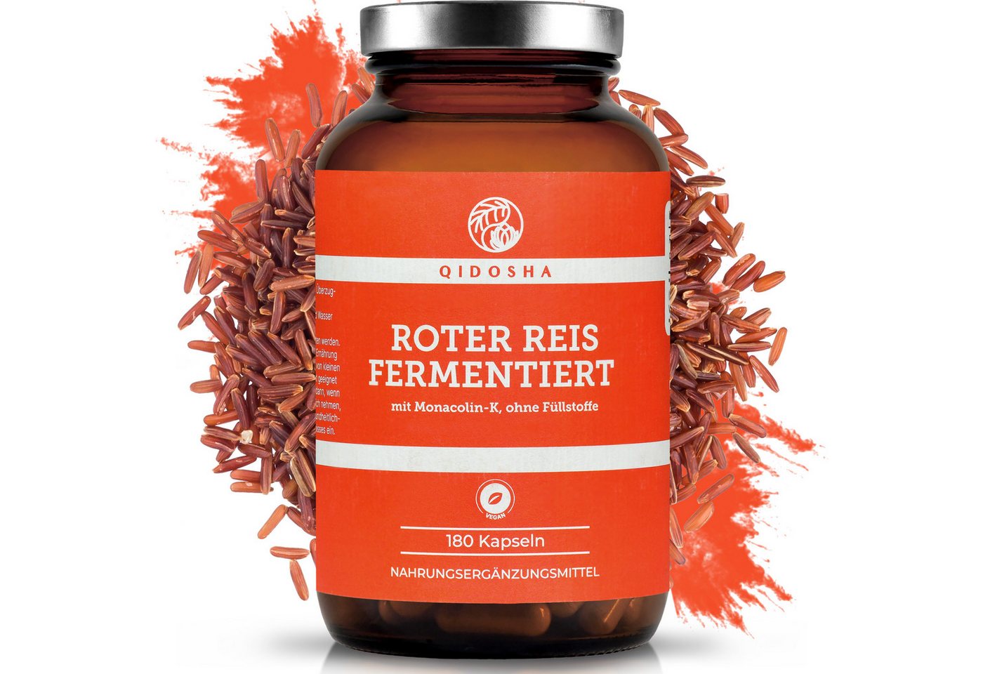 QIDOSHA Roter Reis Kapseln 600 mg Hartkapsel, 1 er 180 St., 130 g, Citrininfrei