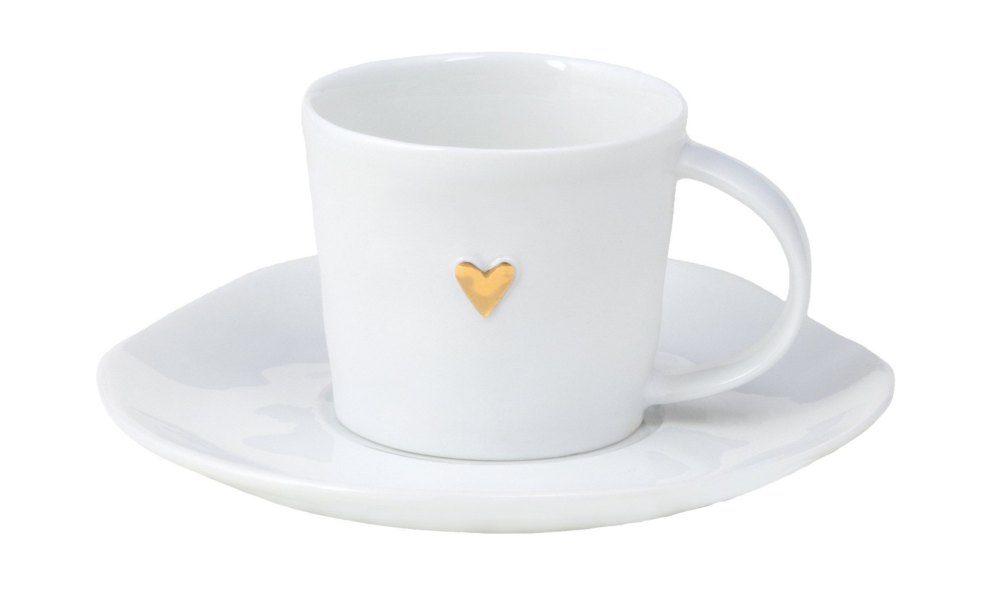 Räder Espressotasse räder Goldenes Herz Espressotasse Weiß, Porzellan