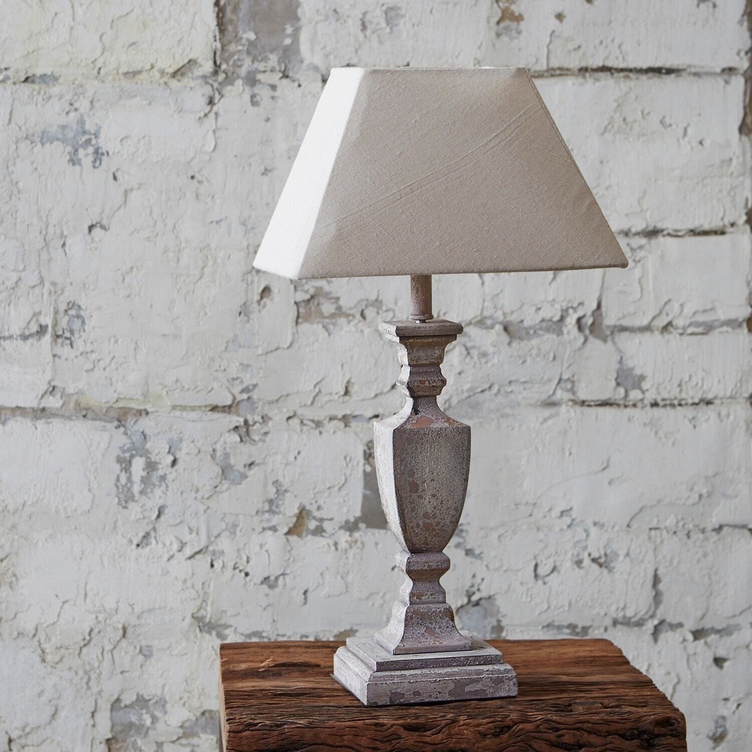 Mirabeau Tischleuchte Tischlampe Gorham weiß/antikgrau – Bild 4 von 5