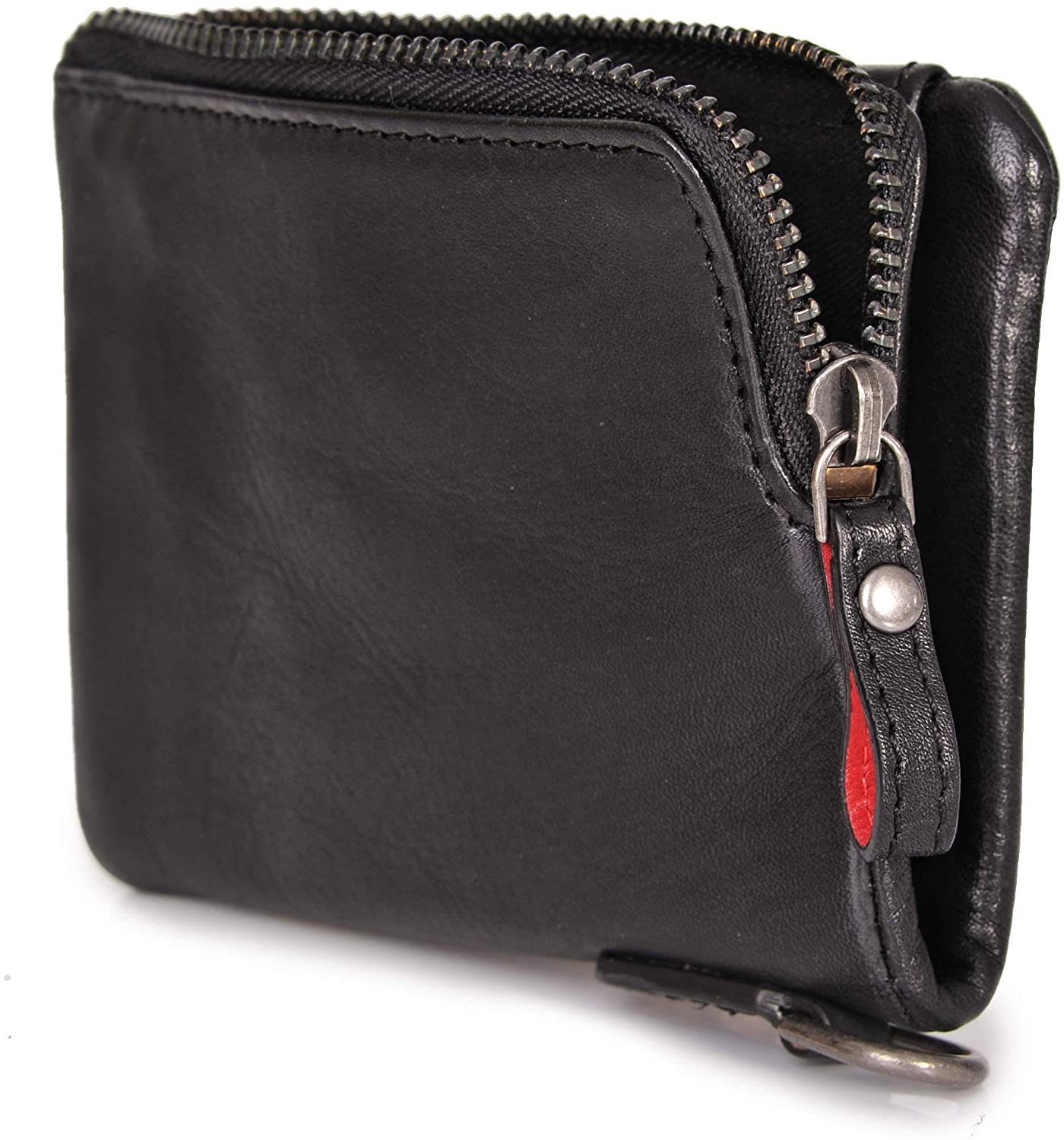 Donbolso Geldbörse Slim-Wallet Damen flacher, & kleiner 4 Geldbeutel oliv Ledergeldbörse RFID-Schutz, Kartenfächer