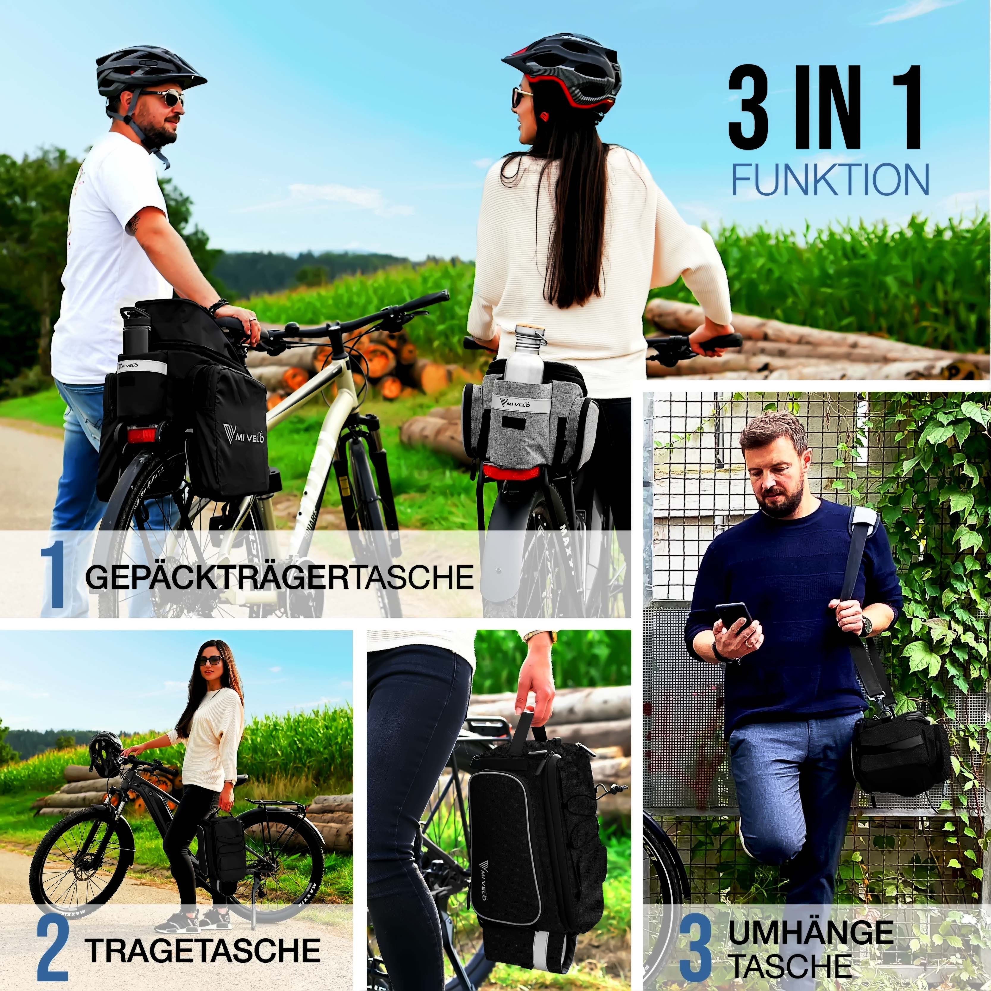 MIVELO Fahrradtasche MIVELO - Gepäckträgertasche mit Isolierfunktion erweiterbar "Keanu"