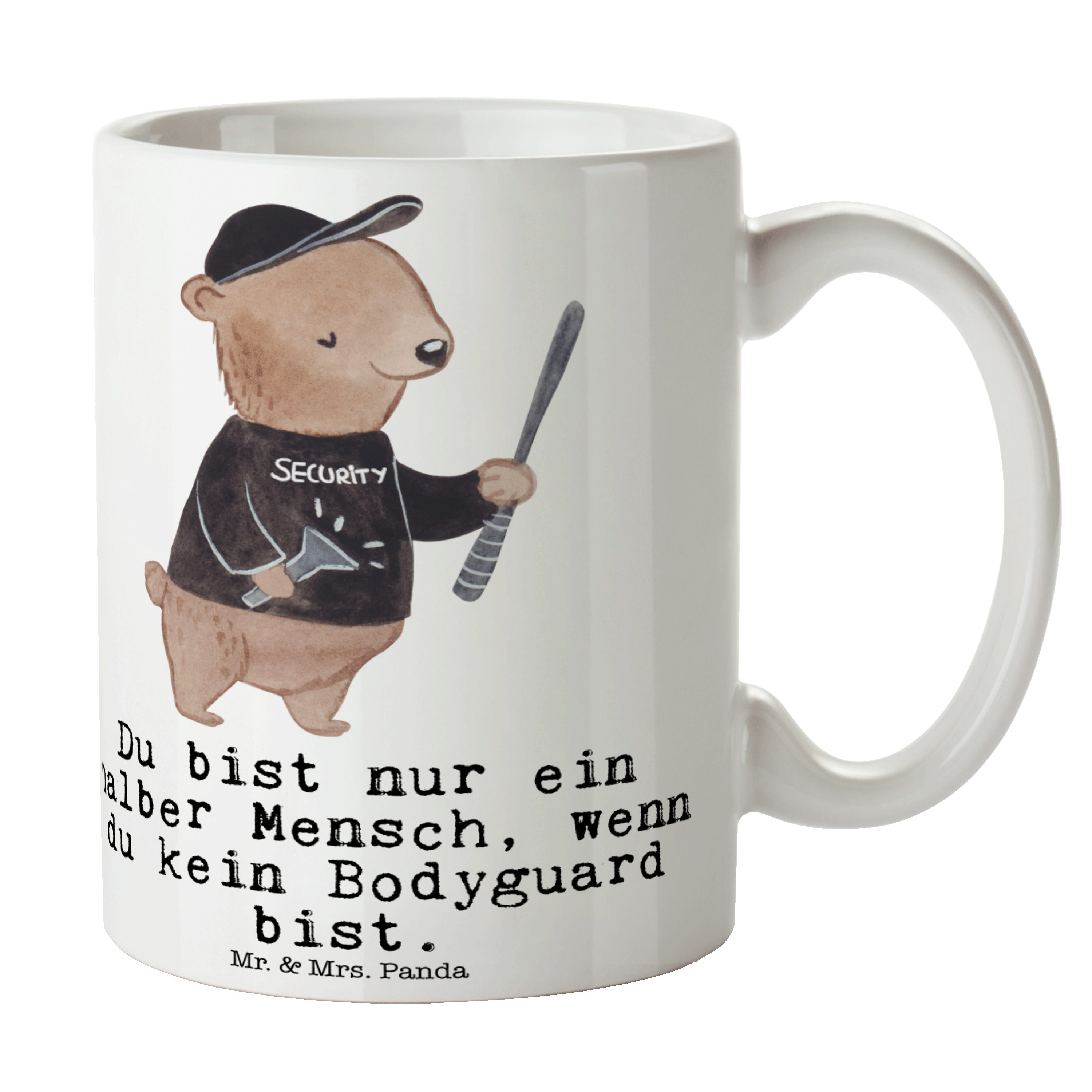 Geschenk, Panda Mrs. Personenschützer, & Herz Ausbildung, - Tasse mit Mr. Weiß - K, Keramik Bodyguard