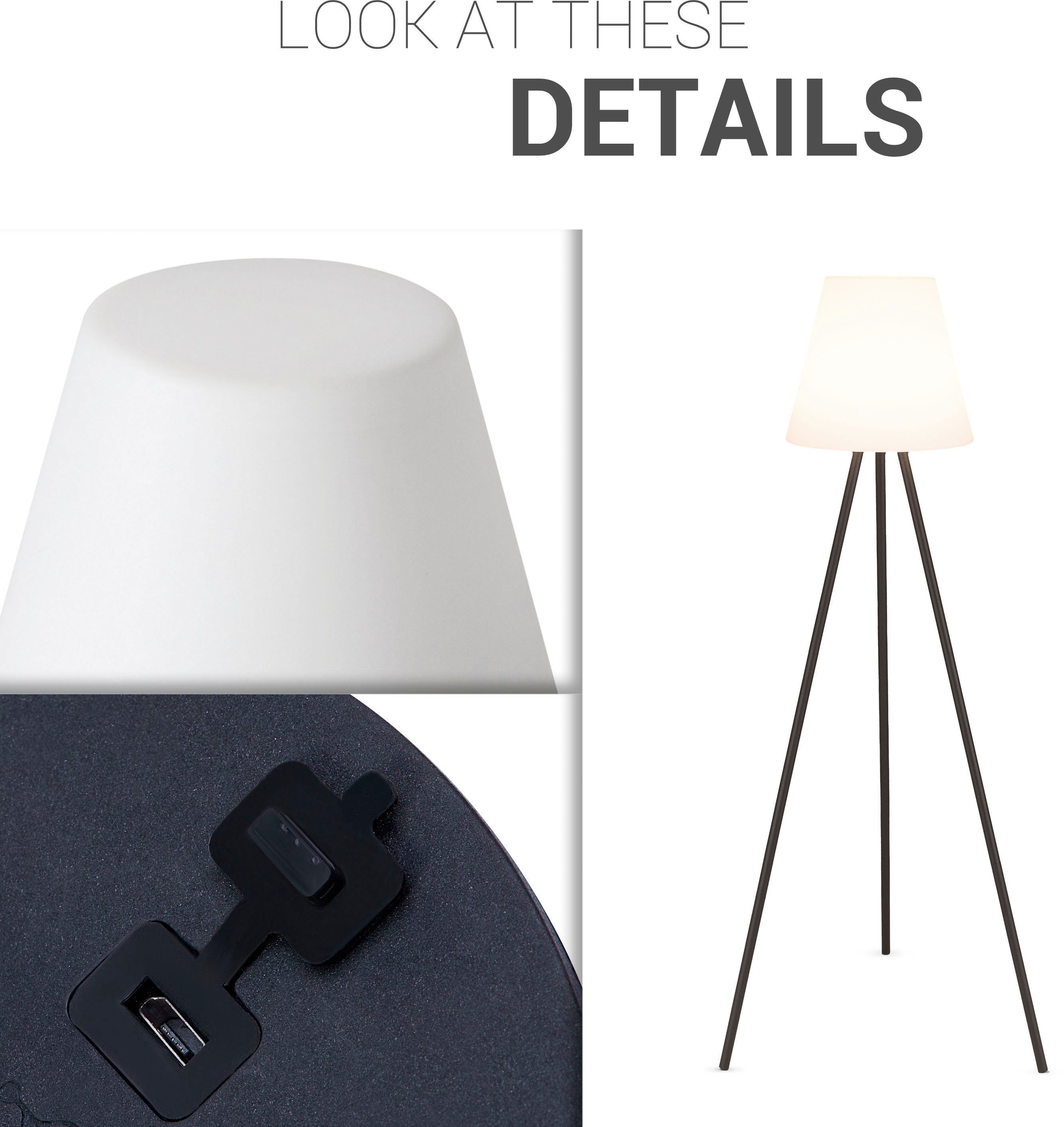 Paco Home Stehlampe ROBIN, LED fest integriert, LED Stehlampe Industrie In- und Outdoor Akku Garten Terasse