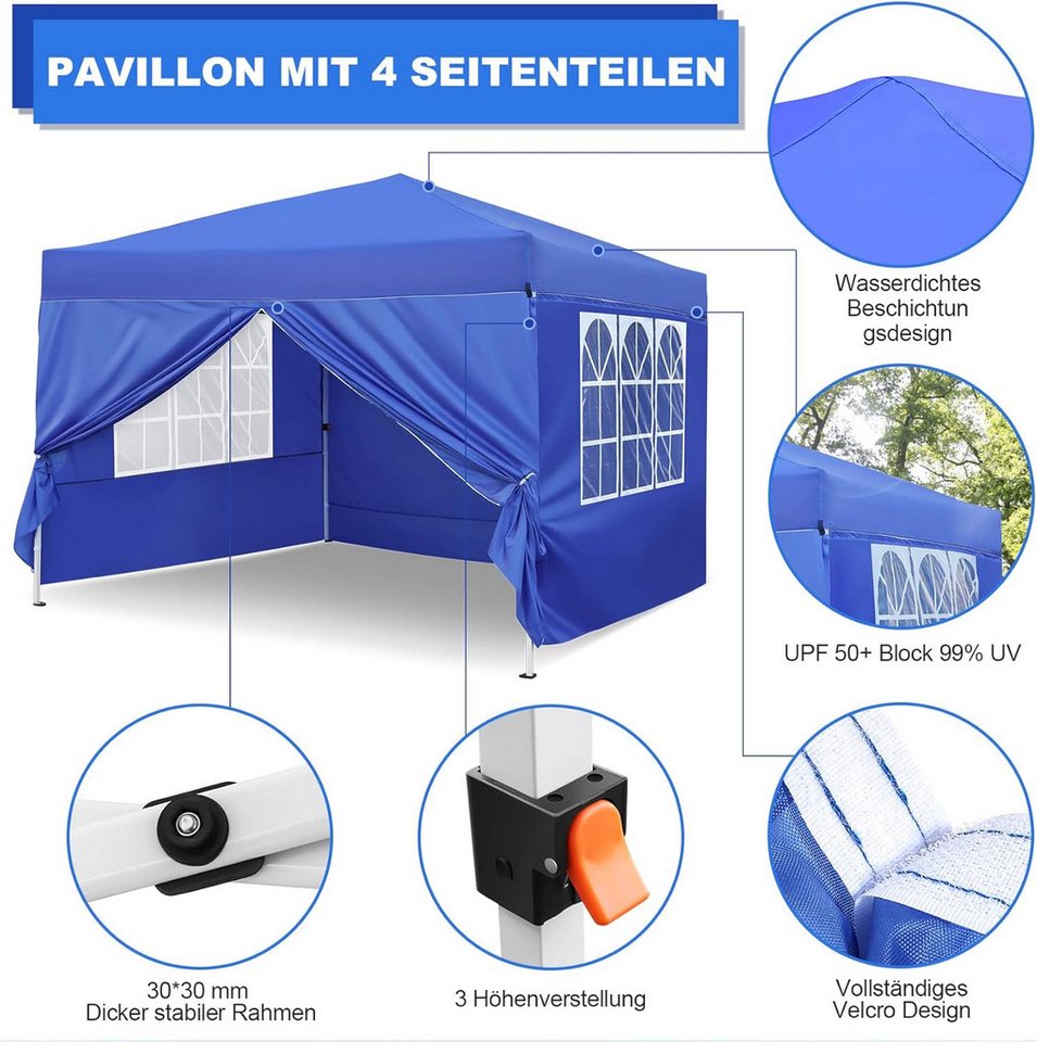 Thumbnail - SURFOU Pavillon-Ersatzdach 3x3m Wasserdicht Stabil Winterfest Gartenpavillon, (mit UV Schutz 50+ für Freien Garten Party...