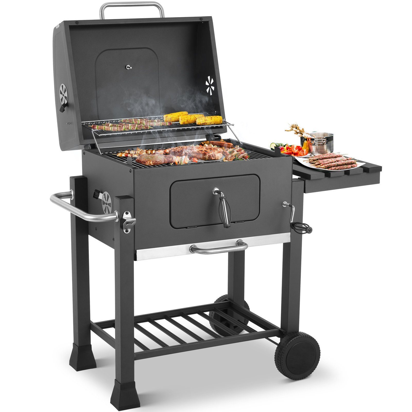 Femor Holzkohlegrill Holzkohlegrill mit Deckel, Grillwagen Holzkohle