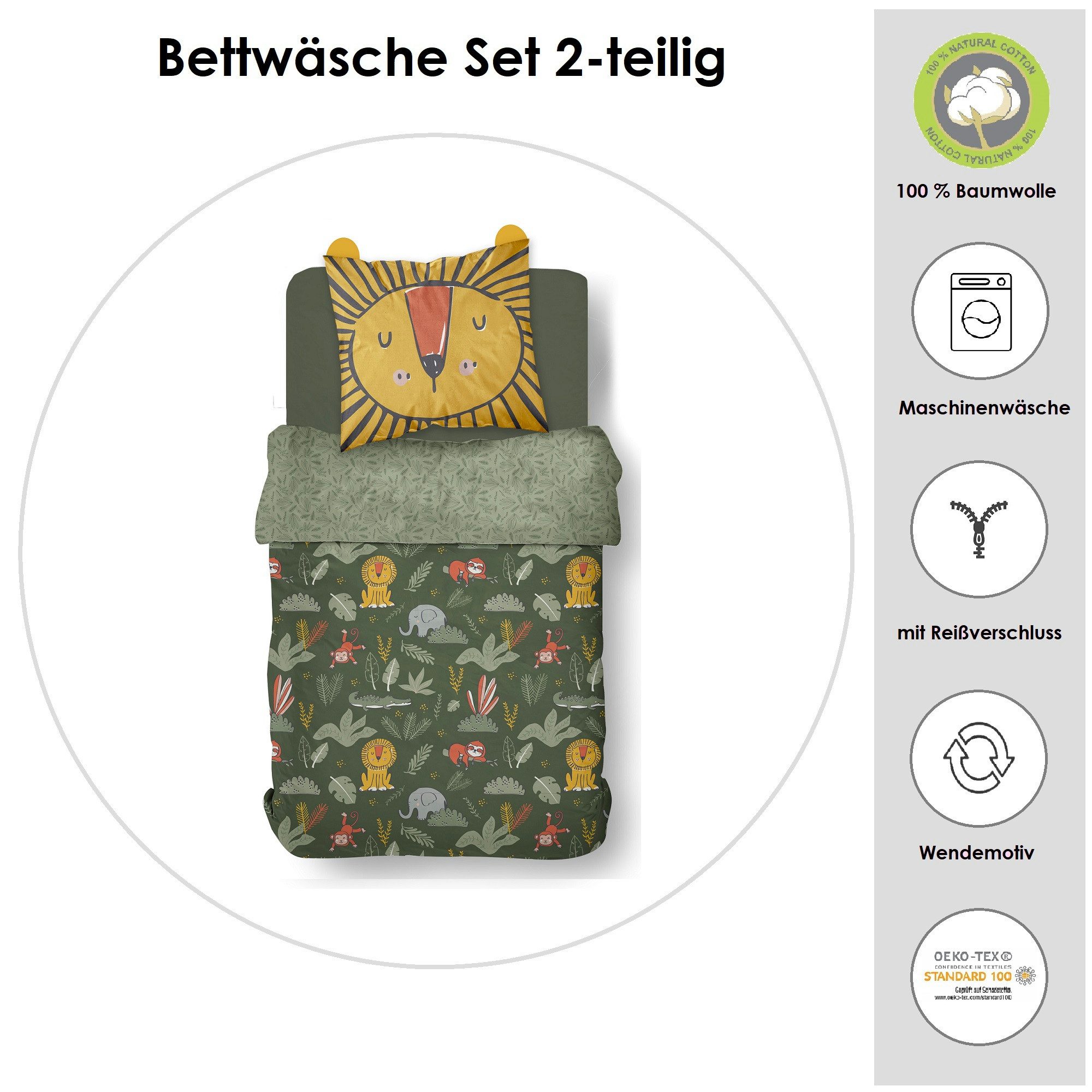 Familando Kinderbettwäsche Dschungel mit Ohren am günstig online kaufen