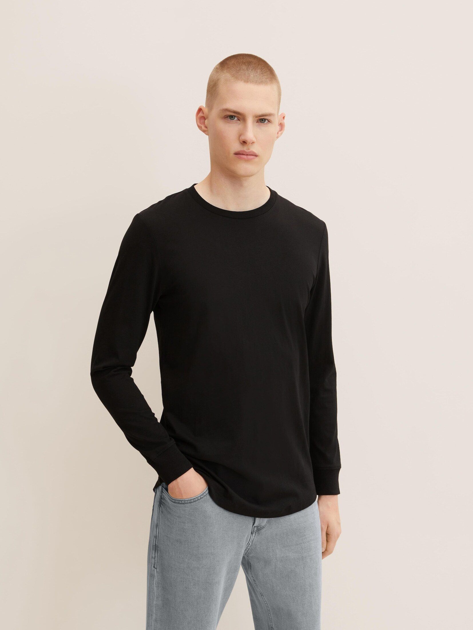 TOM TAILOR Denim T-Shirt Basic Black Langarmshirt