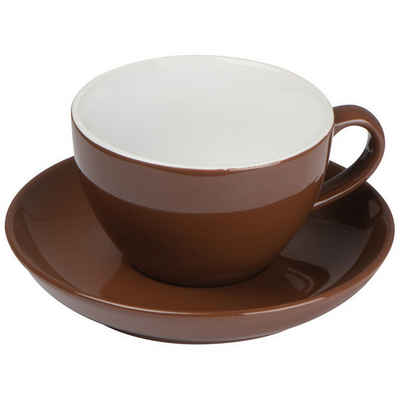 Livepac Office Tasse Kaffeetasse aus Keramik mit Untersetzer / 220 ml / Farbe: braun