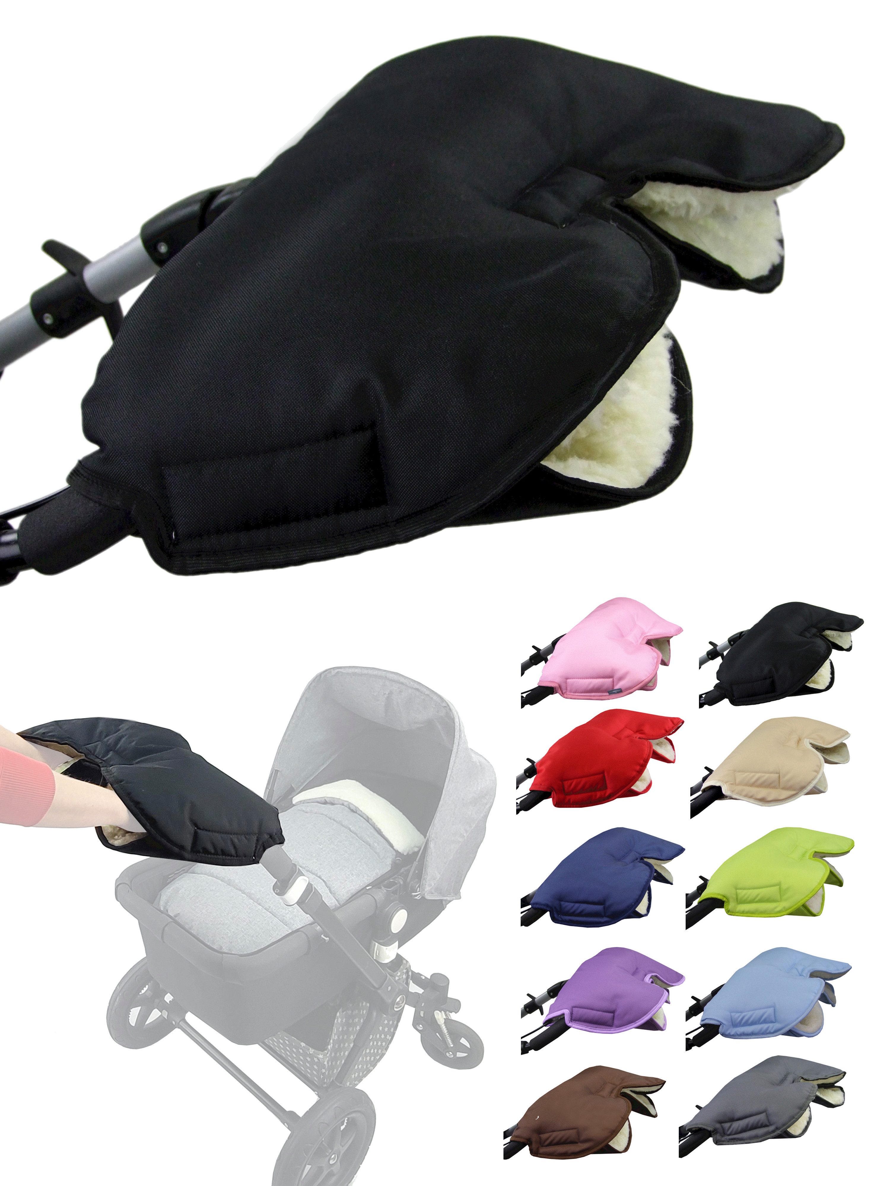 BambiniWelt by Rafael K. Kinderwagen-Handwärmer Handschuhe Muff Handwärmer Handmuff für Kinderwagen UNI Wolle, Universalgröße