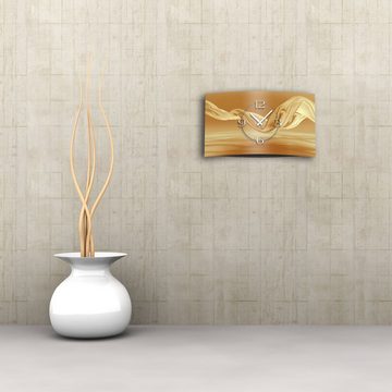 dixtime Wanduhr Abstrakt Seide beige Designer Wanduhr modernes Wanduhren Design leise (Einzigartige 3D-Optik aus 4mm Alu-Dibond)
