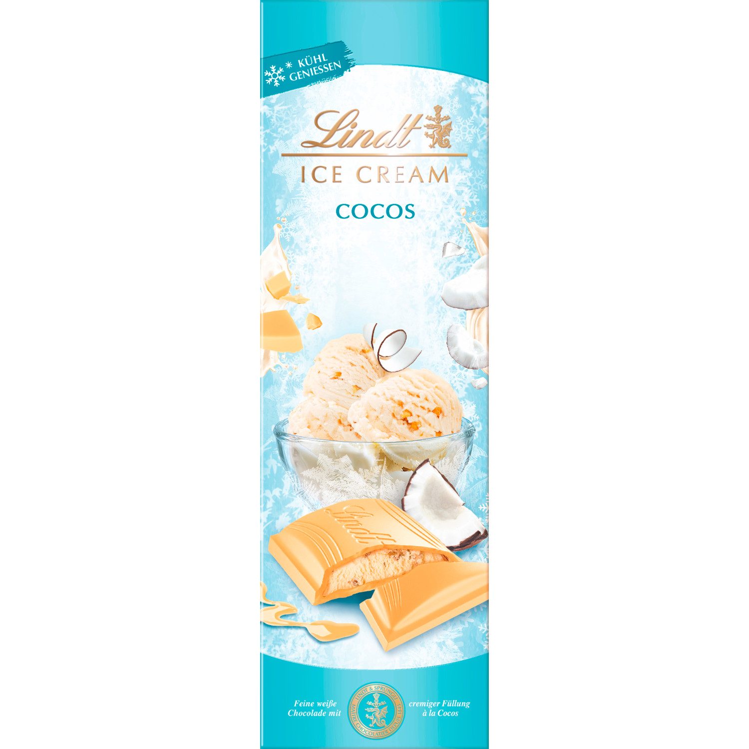 LINDT Schokolade 100g Cocos Tafel Weisse Sommer Schokolade Kokos Ice Cream Pralinen, 1 x 100 g, 1 St.