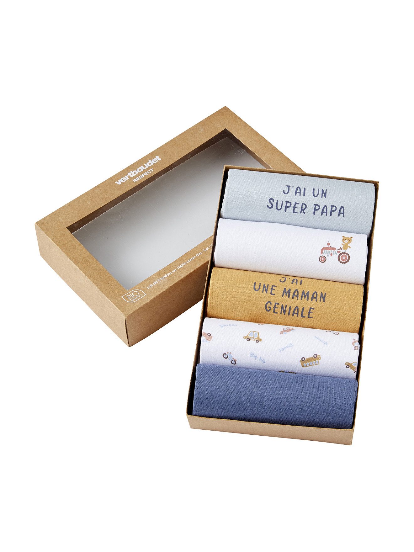 vertbaudet Kurzarmbody Bio-Kollektion: Baby Kurzarm-Bodys in Geschenkbox 5er-Pack