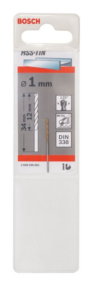 Thumbnail - BOSCH Metallbohrer, HSS-TiN (DIN 338) - 1 x 12 x 34 mm - 1er-Pack