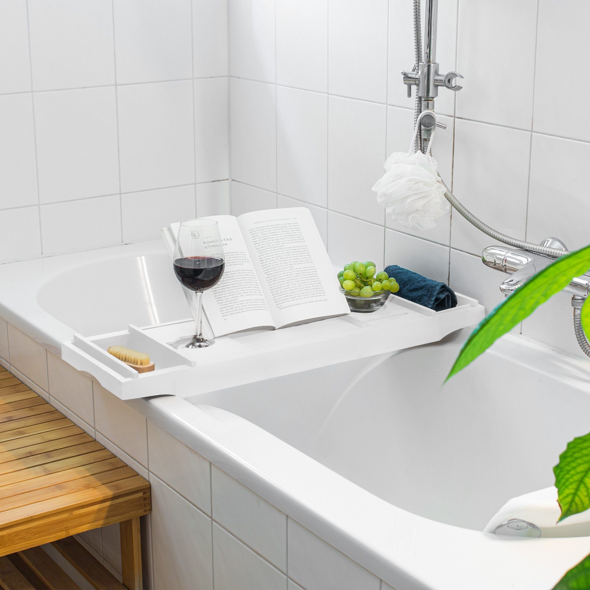 Navaris Badewannenablage Frühstückstablett ausziehbar für Badewanne günstig online kaufen