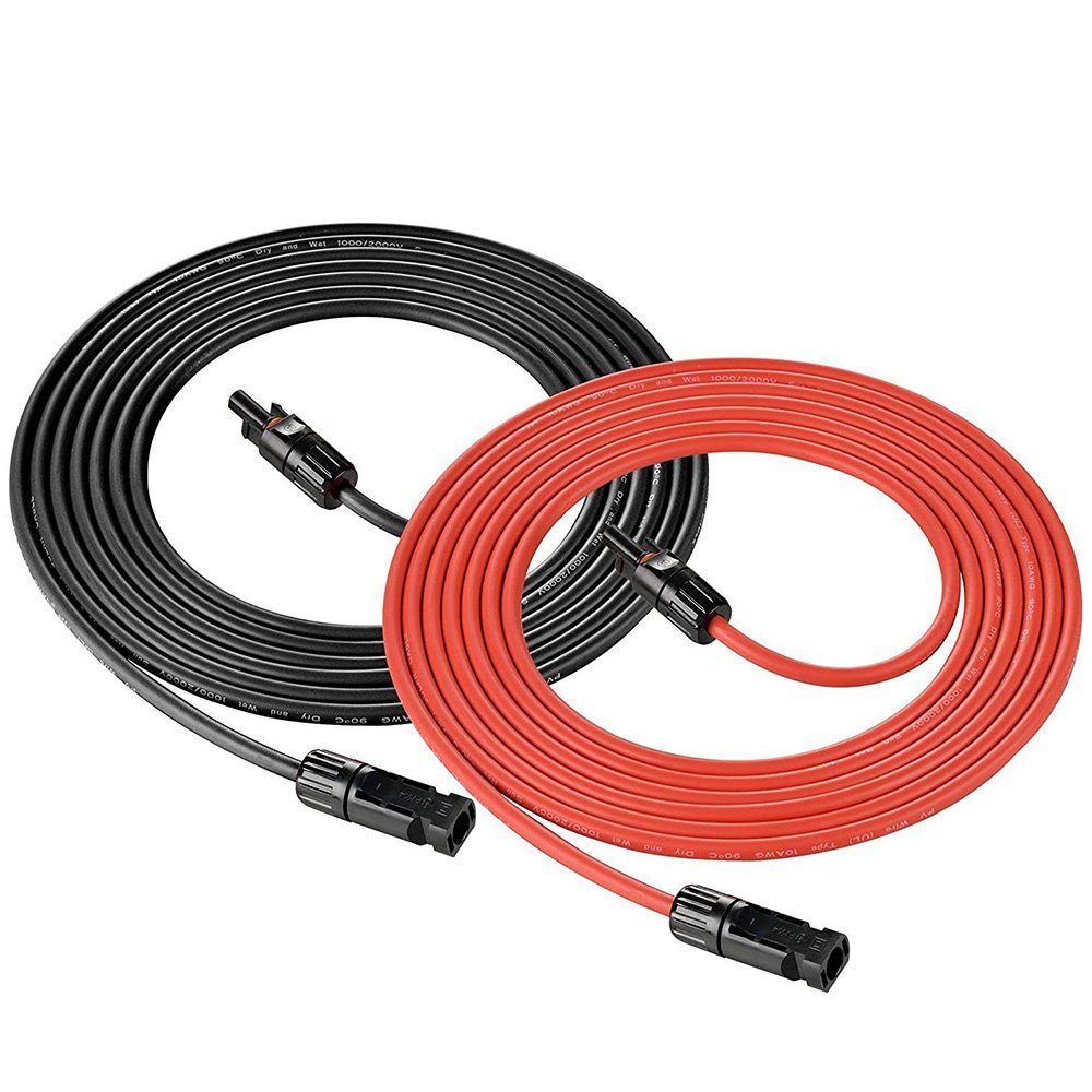 GLIESE 6mm² Rot+Schwarz Solarkabel, PV Verlängerungskabel 1000V DC 1m bis 10m Solarkabel, (100 cm), Plug & Play, Kabellänge (wählbar): 1 m / 2 m / 3 m / 5 m / 10 m
