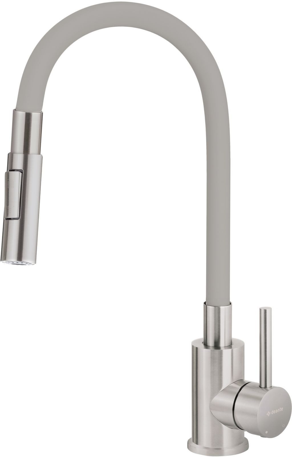 Deante Küchenarmatur Küchenarmatur Grau Einhebelmischer mit flexiblem Auslauf und Brause (Komplett-Set)