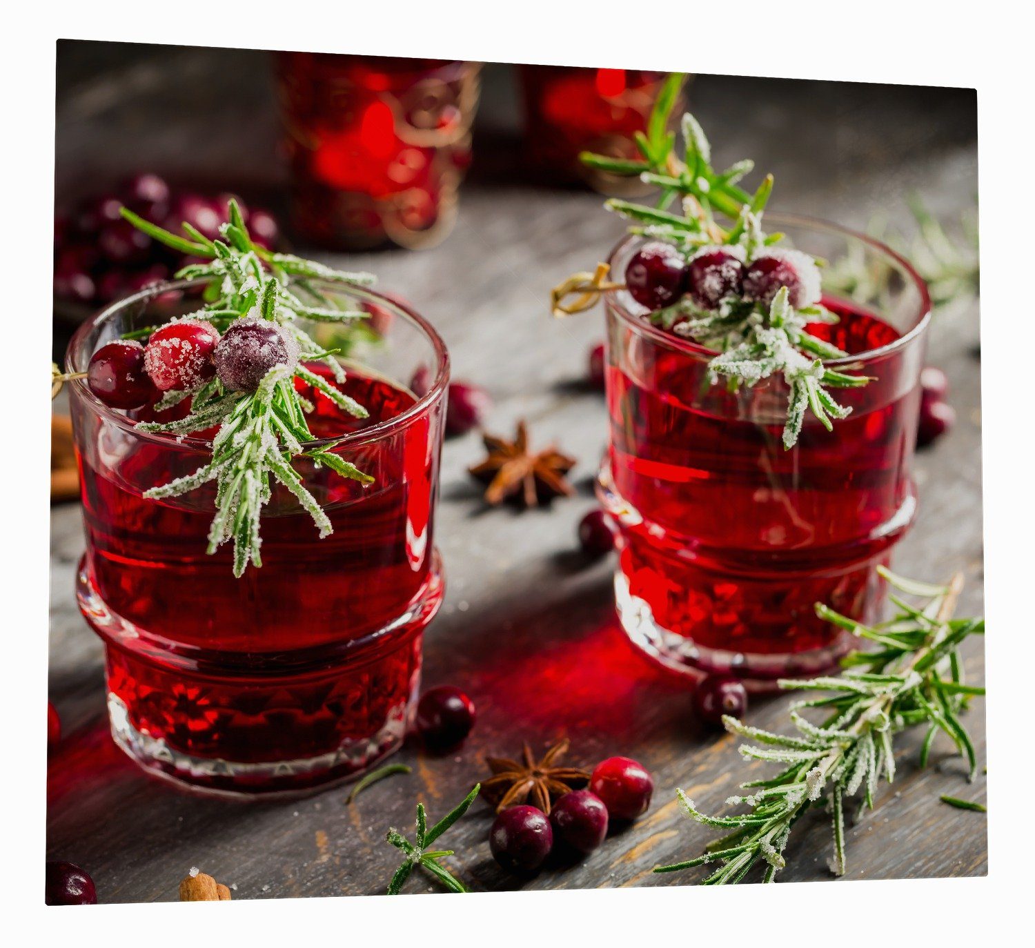 Wallario Herd-Abdeckplatte Winterlicher Cranberry-Punsch mit Rosmarin ...