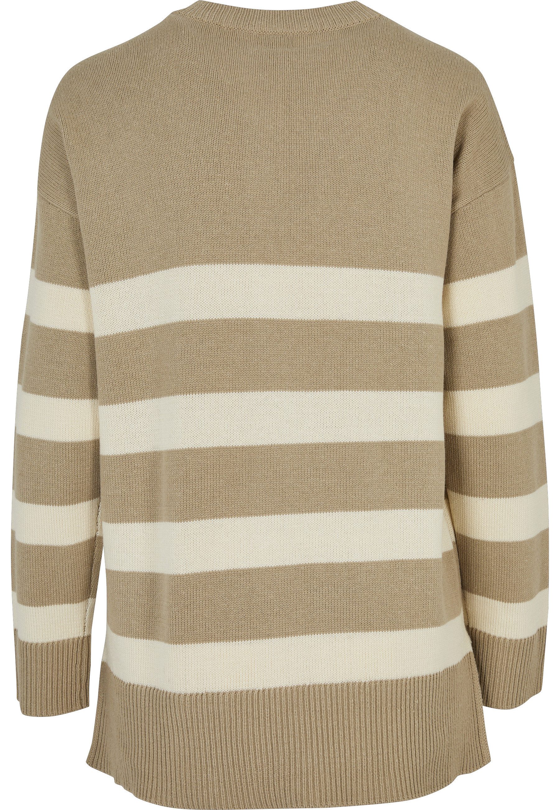URBAN CLASSICS Fleecepullover Urban Classics Damen Ladies Striped Knit Crew günstig online kaufen
