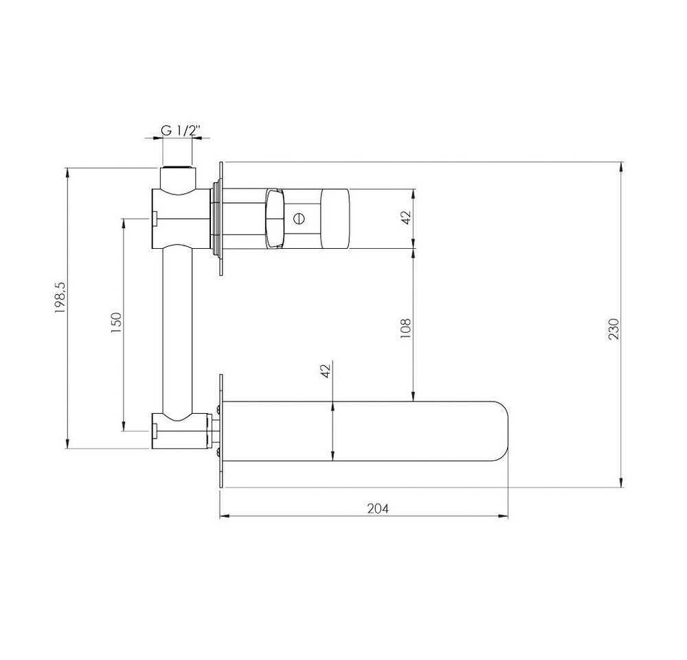 Thumbnail - Lomadox Badarmatur HIACYNT-30 Wandwaschbeckenarmatur Unterputz chrom, B/H/T: 20,4/6,8/23 cm