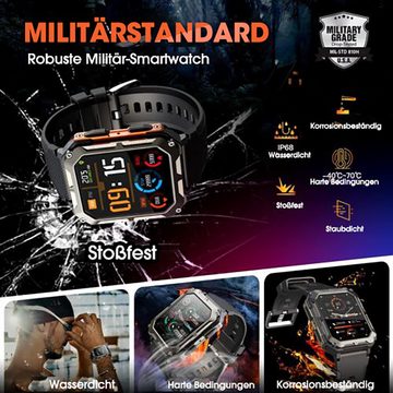 blackview C20 PRO Luxus Fitness-Uhr mit Herzfrequenz, Puls und Blutdruckmessung Smartwatch (4.65 cm/1.83 Zoll), 1-tlg., Bluetooth, für Herren nach Militärstandard, 100+ Sportmodi