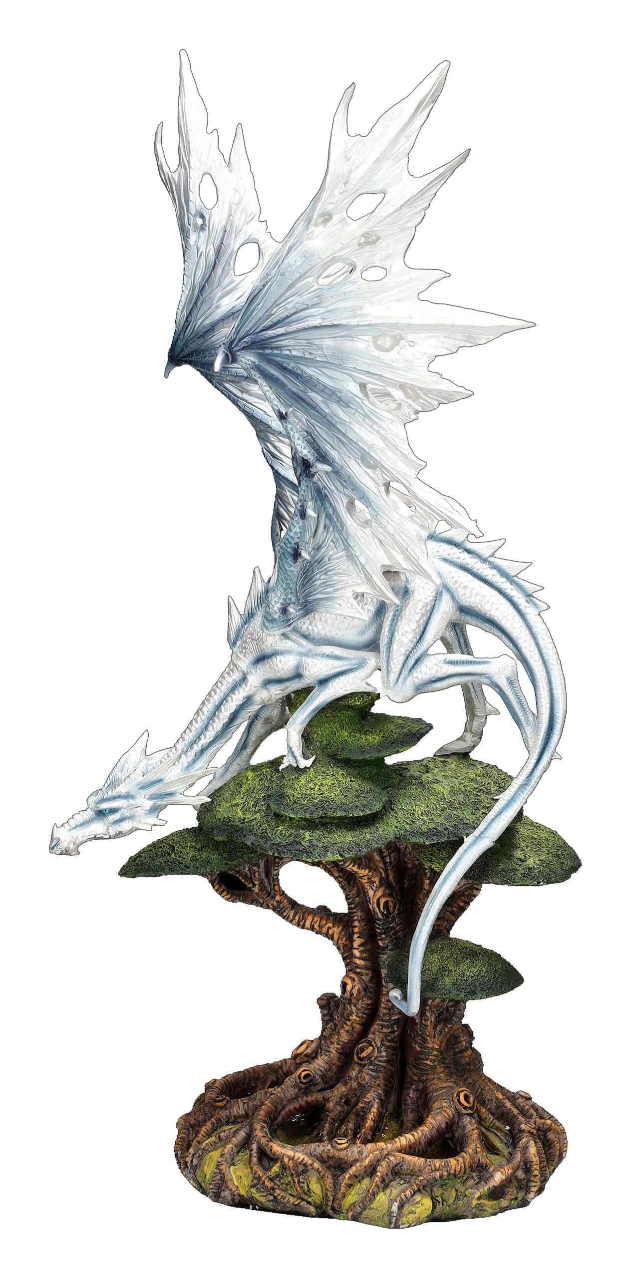 Figuren Shop GmbH Fantasy-Figur Drachenfigur auf Weltenbaum - Sapiens - Fantasy Dekofigur Drache