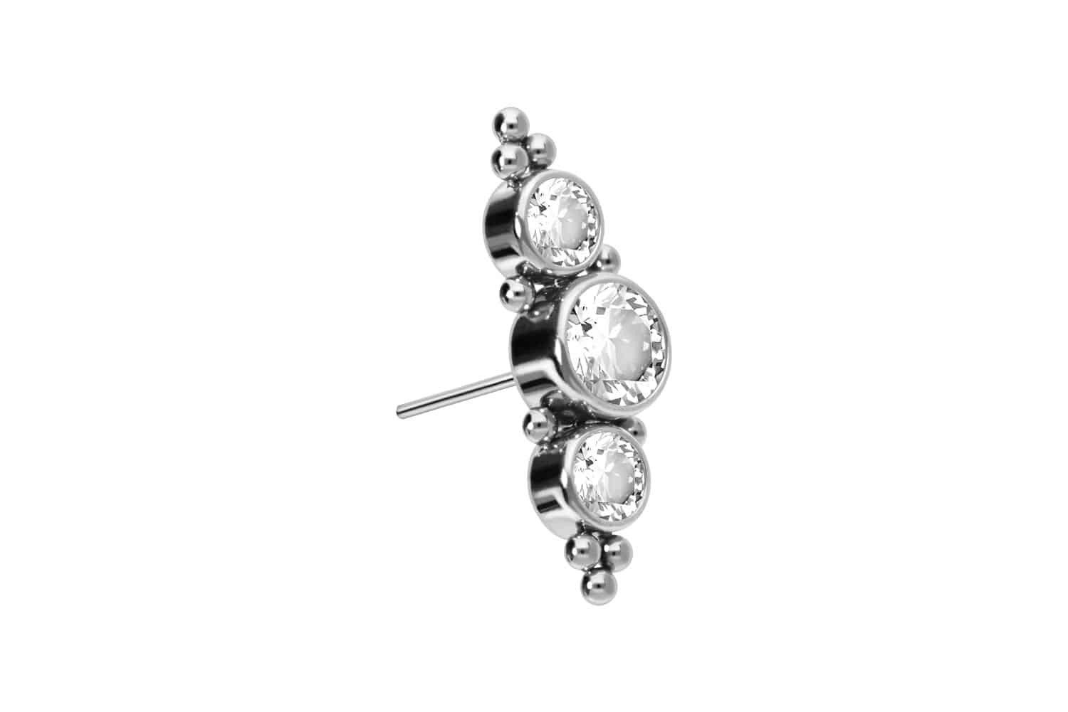 Piercing-Set Titan Aufsatz mit Push Pin 3 KRISTALLE + KUGELN