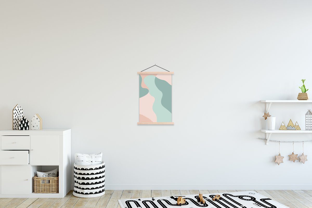 MuchoWow Poster Sommer - Pastell - Abstrakt, (1 St), Posterleiste, Textilposter für Wohnzimmer, Bilderleiste, Magnetisch