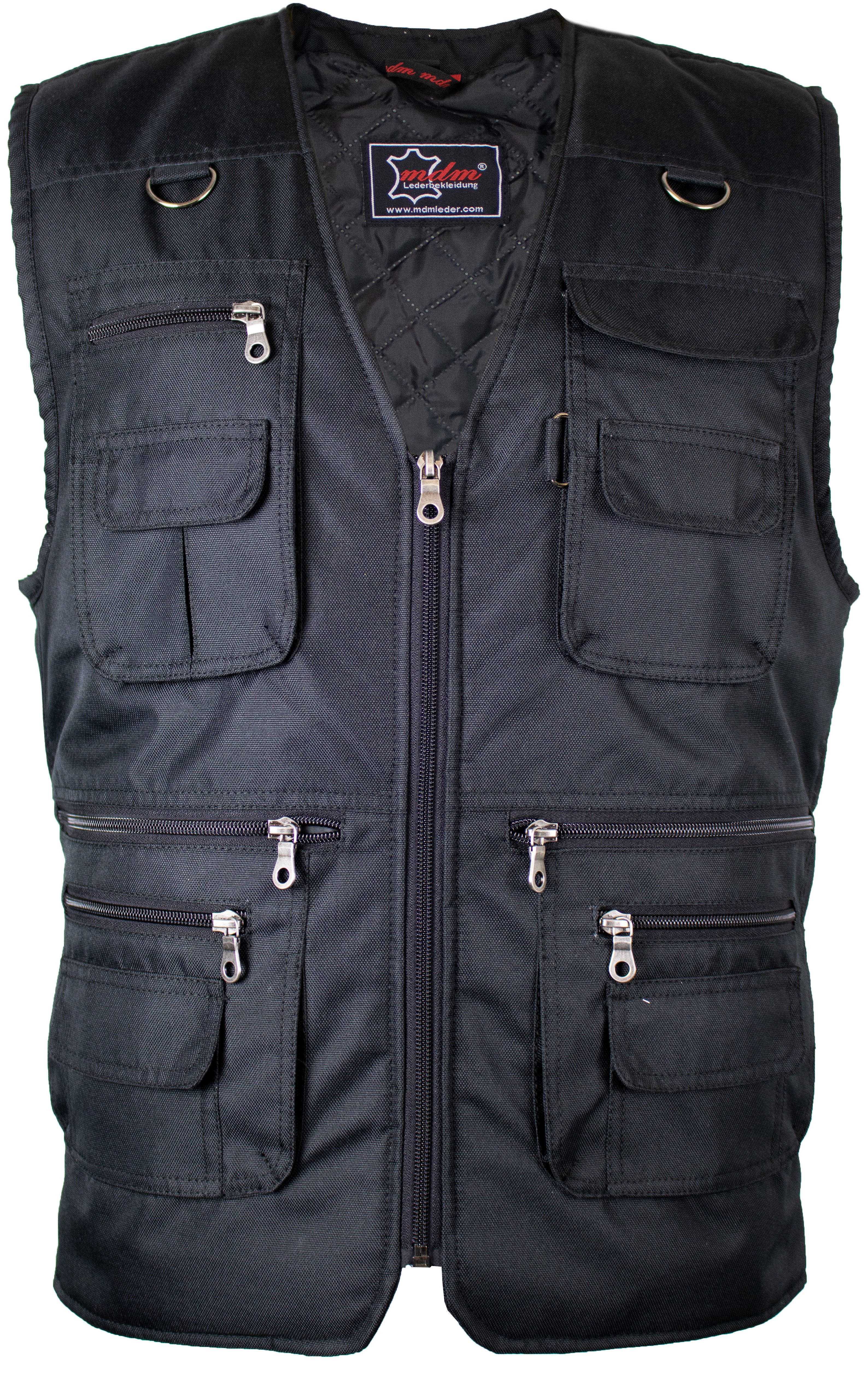 MDM Anglerweste Herren Outdoor Weste Schwarz viele Taschen Angler Freizeit Viele Taschen (Multi-Pocket-Design)
