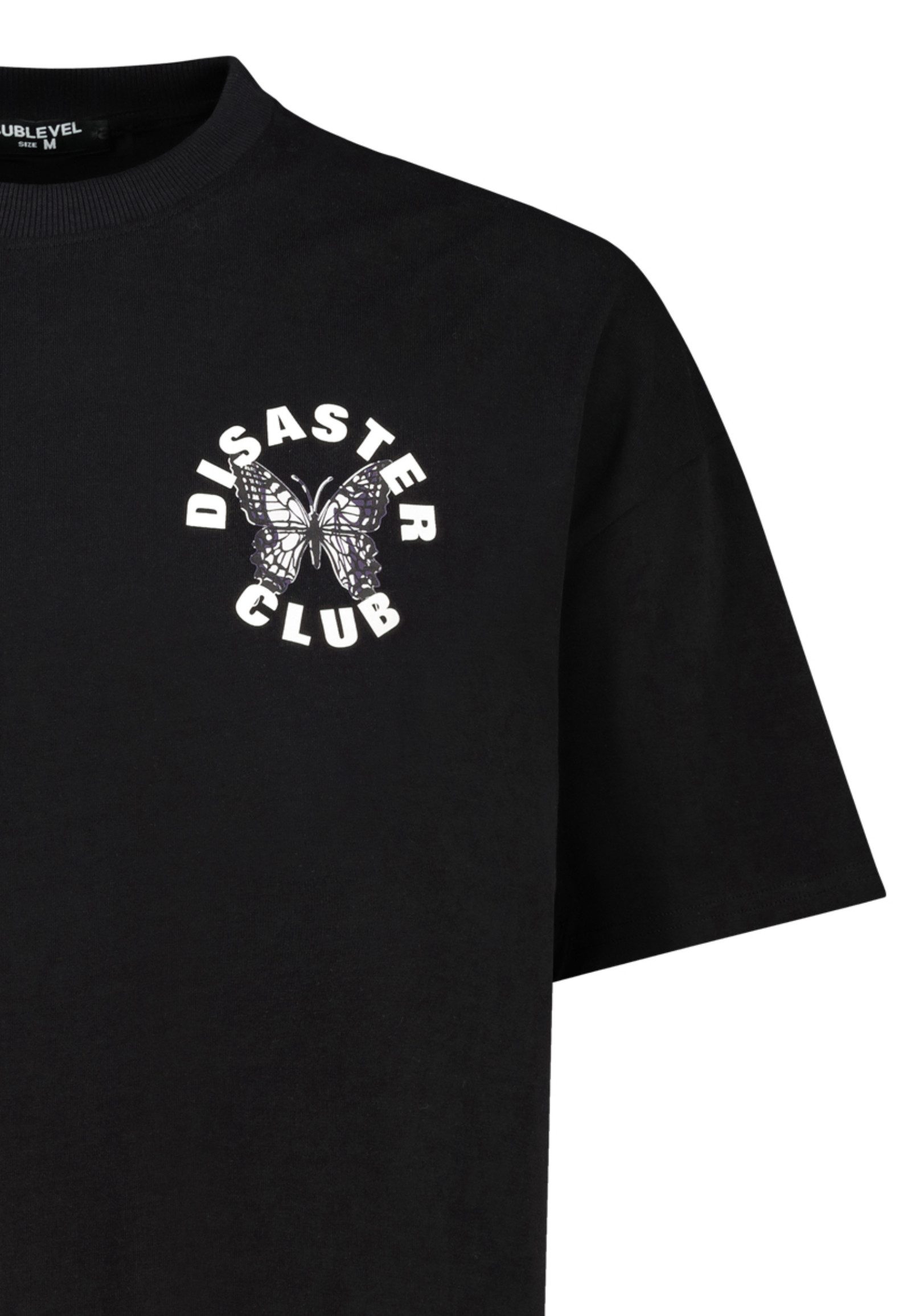 SUBLEVEL T-Shirt Design Motiv mit Vintage Ästhetik Oversized für Baumwolle Regular Fit Rundhals Kurzarm bedruckt atmungsaktiv