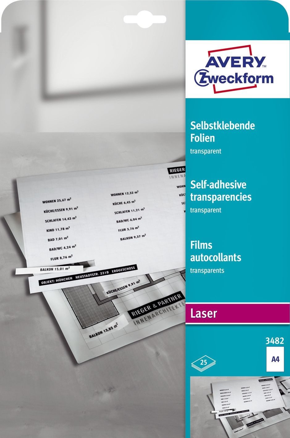Avery Zweckform Dekorationsfolie 3482 3482 Transparente selbstklebende Folien DIN A4 spezialbeschichtet