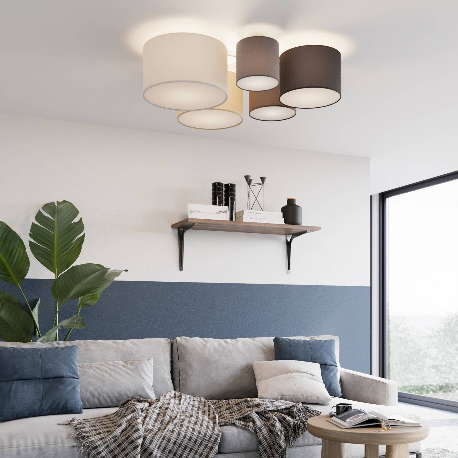 Lindby Deckenleuchten Laurenz, Alu IP20, 5 x 15 W