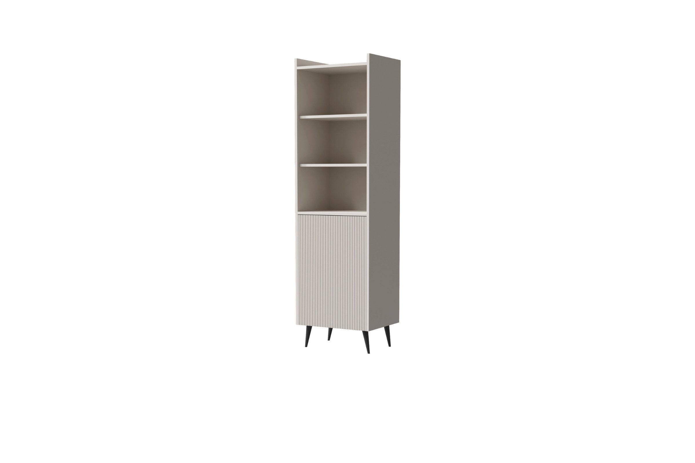 Deine Möbel 24 Regal DALIA 01 52 cm breit, 5 Regalfächer, 1 Tür, geriffelte Fronten, DALIA-Kollektion 1-tlg., Farbe Kashmir oder Walnuss, modernes Standregal auf Metallfüßen