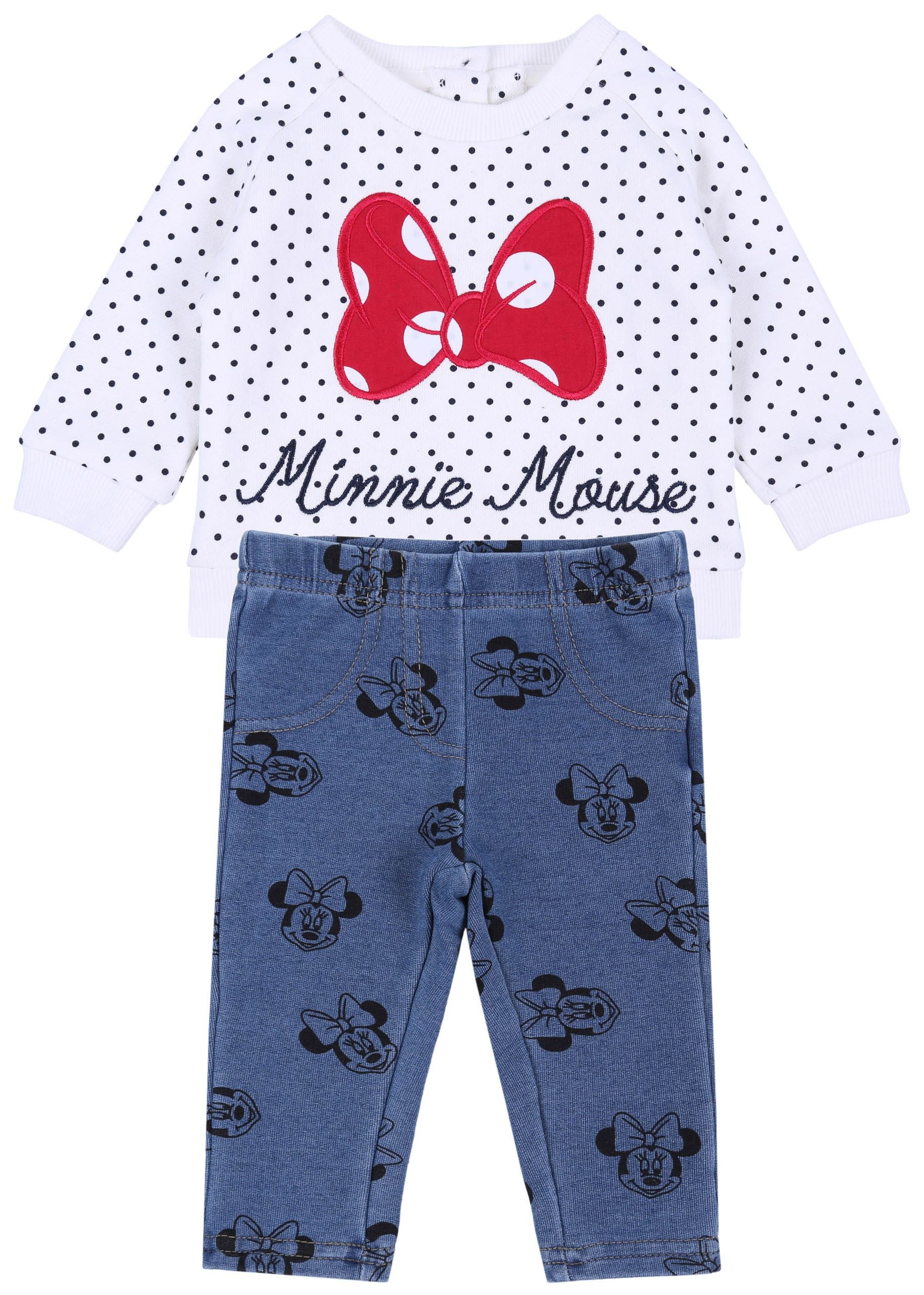 Top & Leggings Cremefarbenes Sweatshirt + Leggings Minnie Mouse Disney 0-3 Monate
