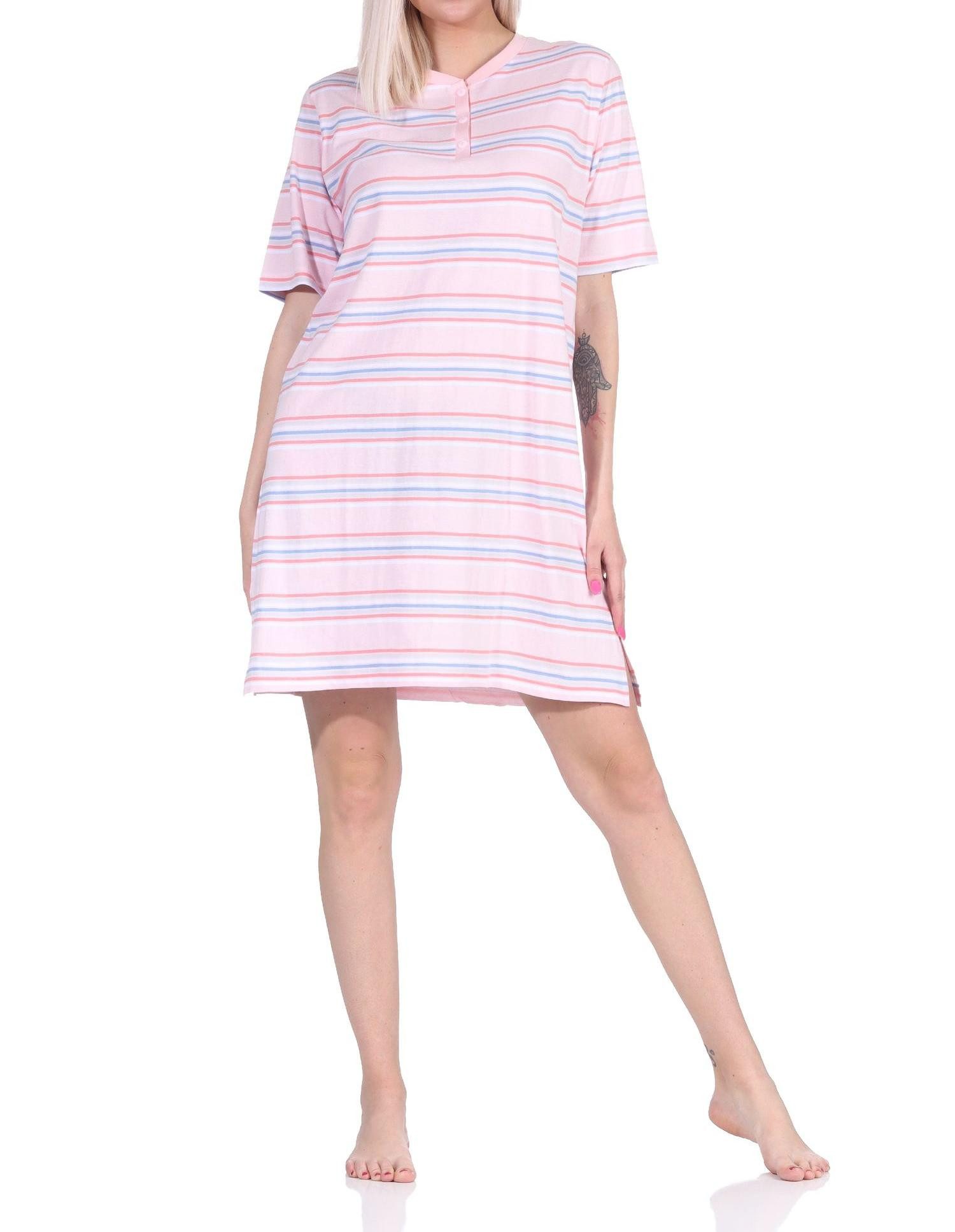 Nachthemd Damen kurzarm Nachthemd in pastellfarbenen Streifen - 122 863